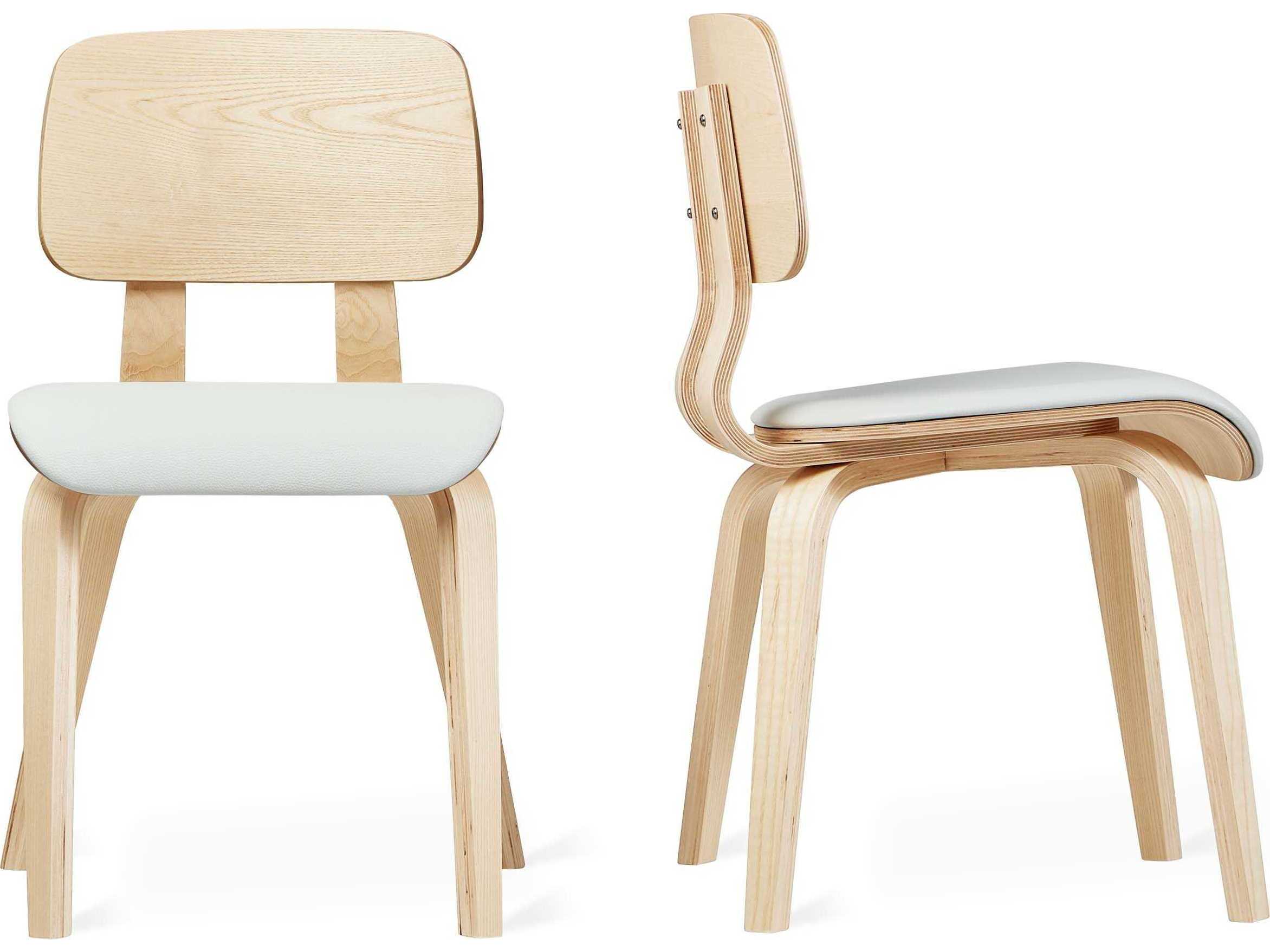 Gus* Modern Cardinal Leather Ash Wood Brown Upholstered Side Dining Chair