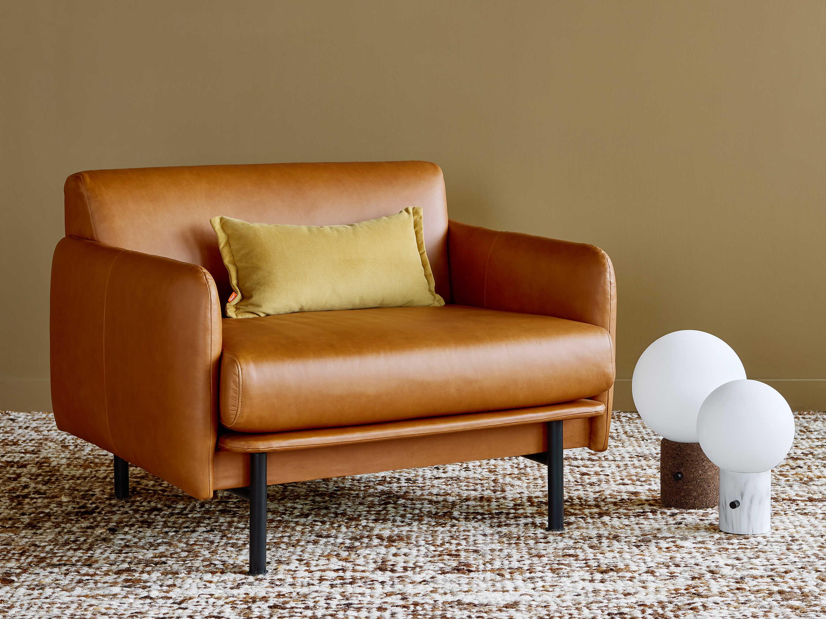 Gus* Modern Foundry Brown Leather Accent Chair