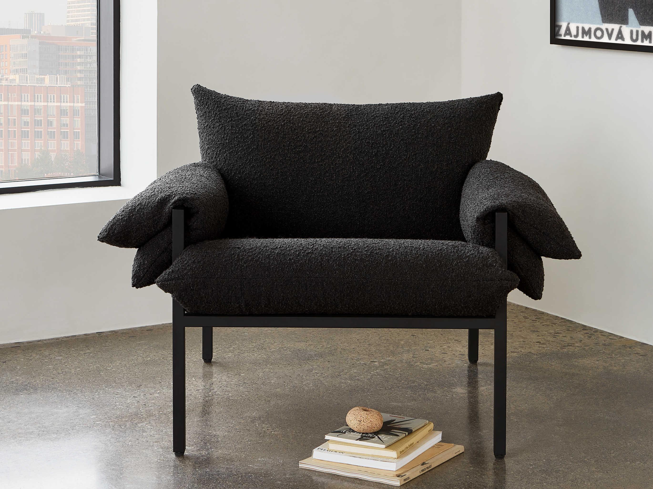 Gus* Modern Fulton Black Fabric Accent Chair