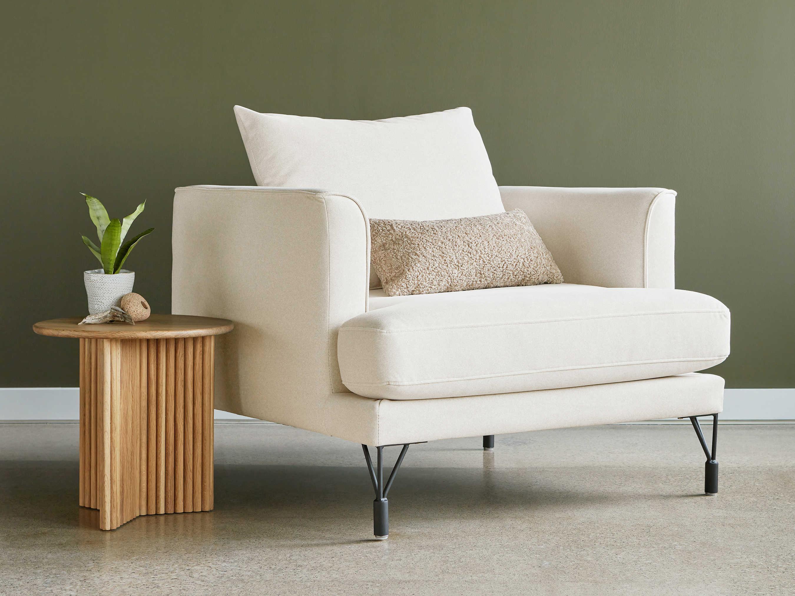 Gus* Modern Highline White Fabric Accent Chair