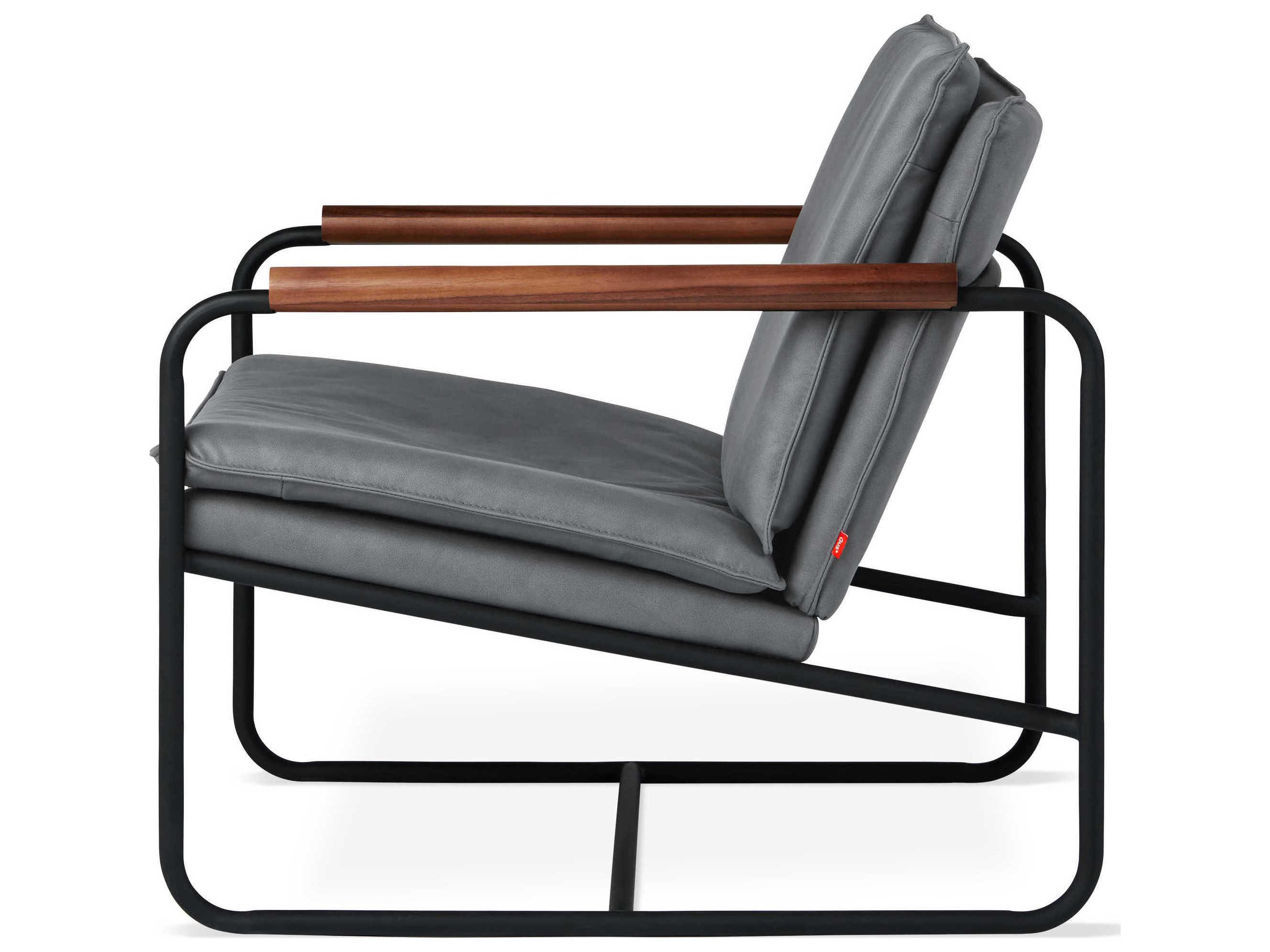 Gus* Modern Kelso Black Leather Accent Chair