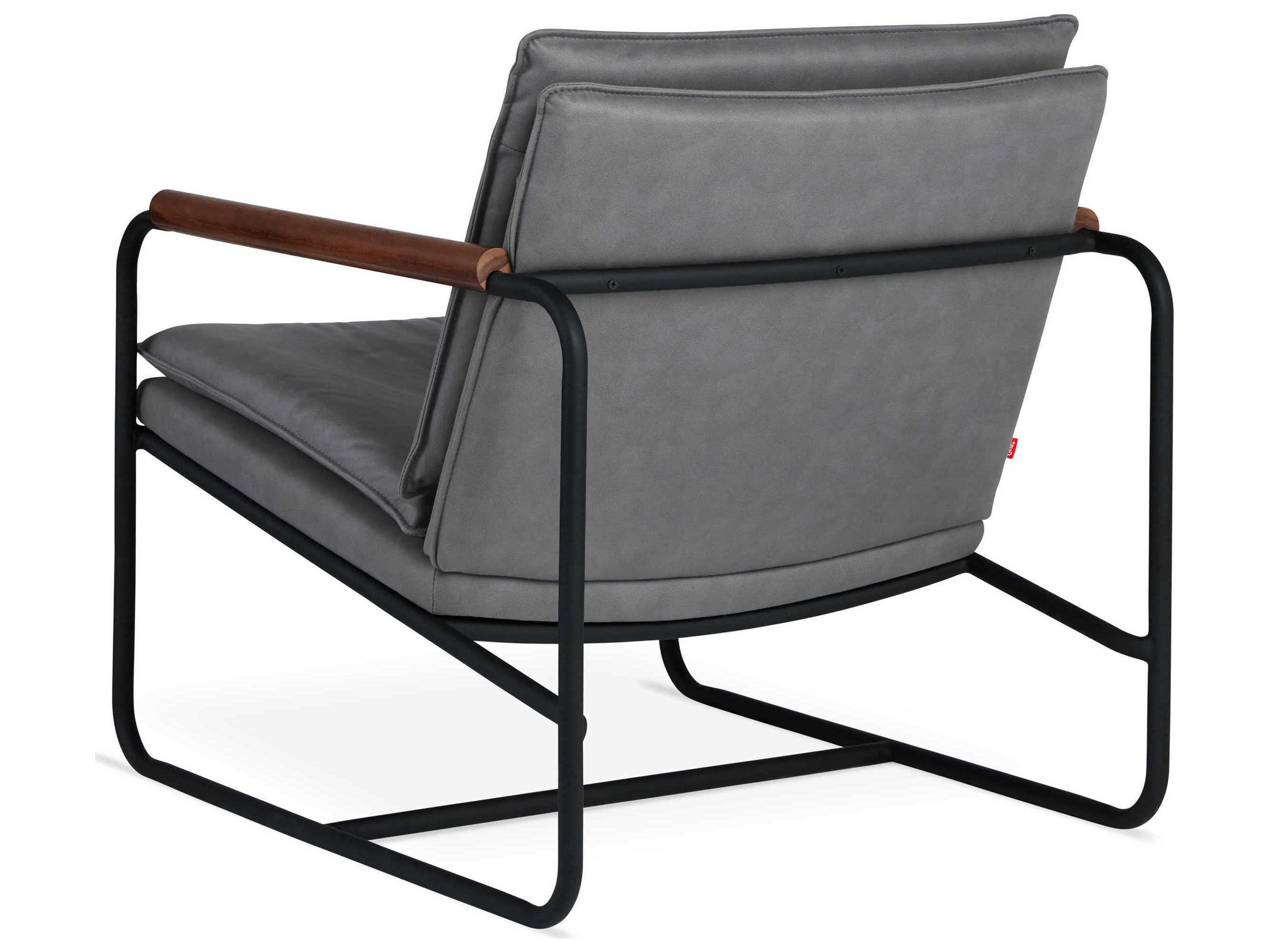 Gus* Modern Kelso Black Leather Accent Chair