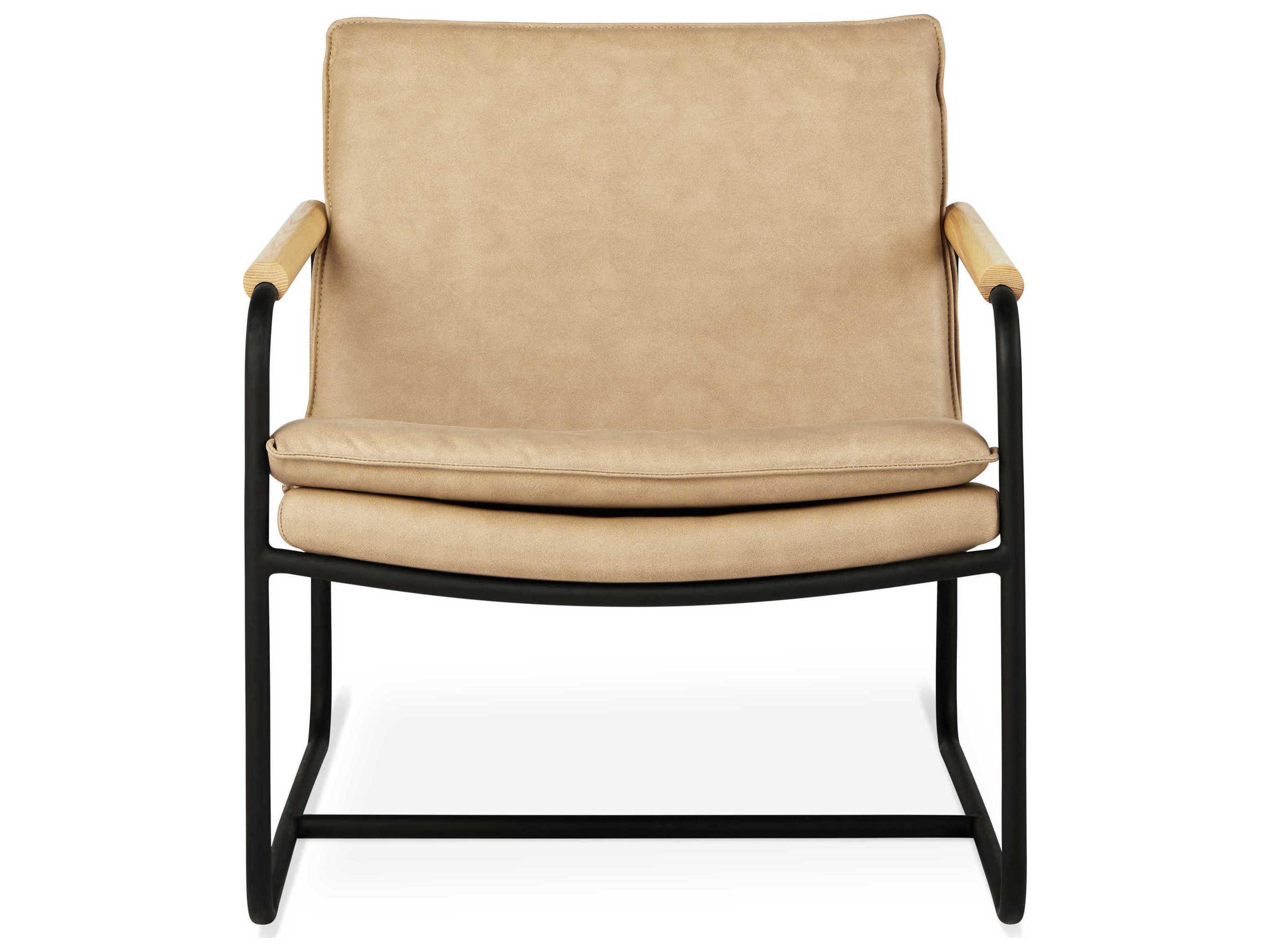 Gus* Modern Kelso Beige Leather Accent Chair