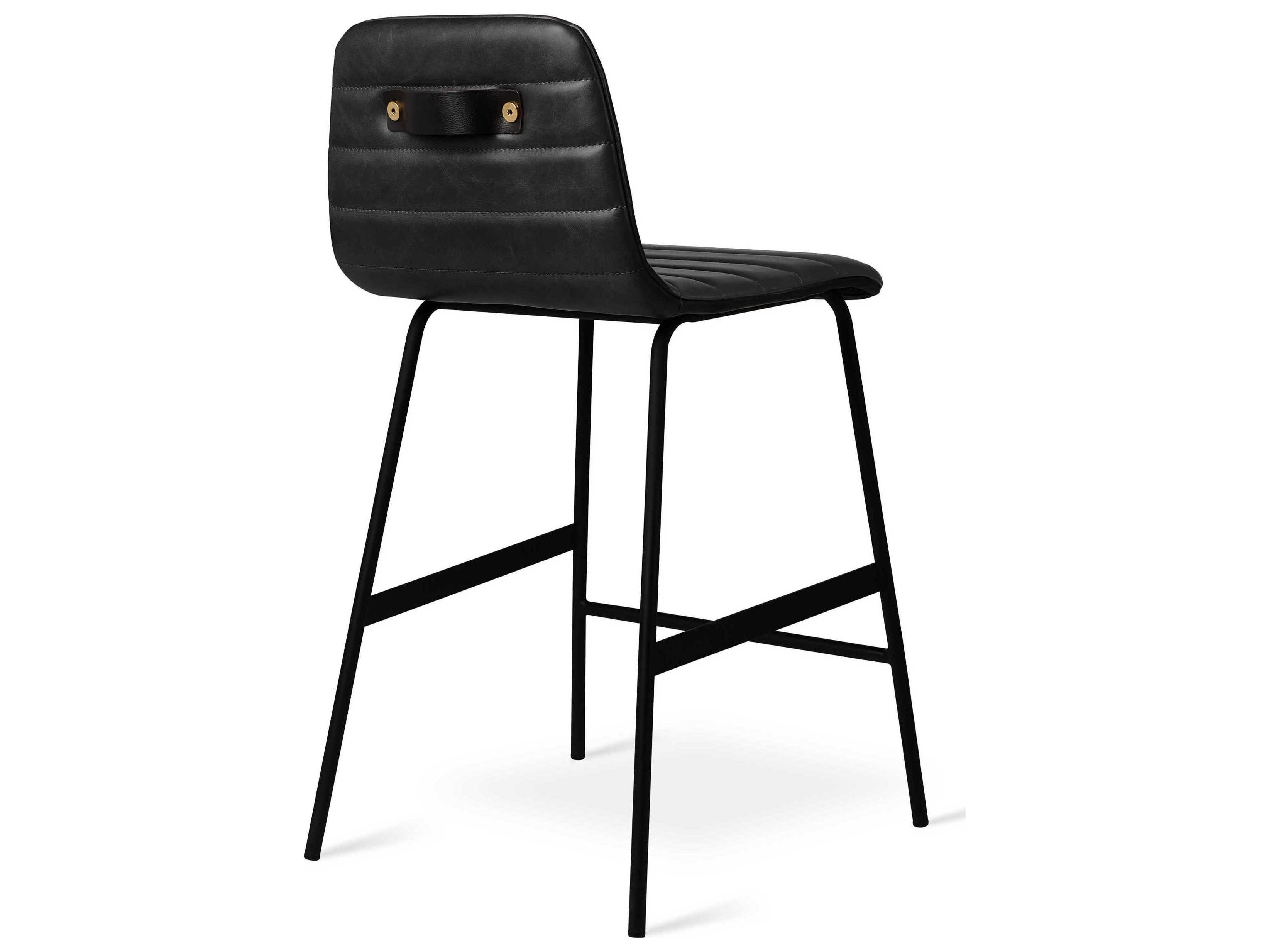 Gus* Modern Lecture Leather Saddle Black Counter Stool