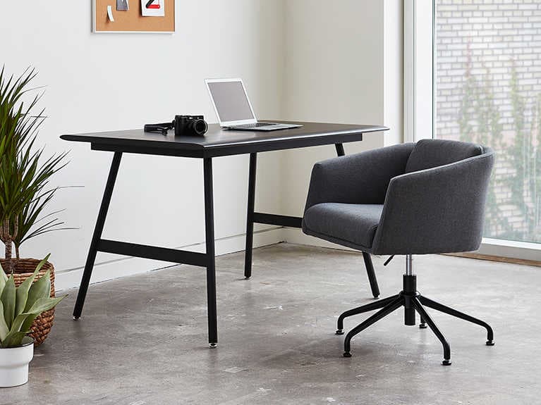 Gus* Modern Radius Gray Upholstered Adjustable Swivel Executive Desk Chair