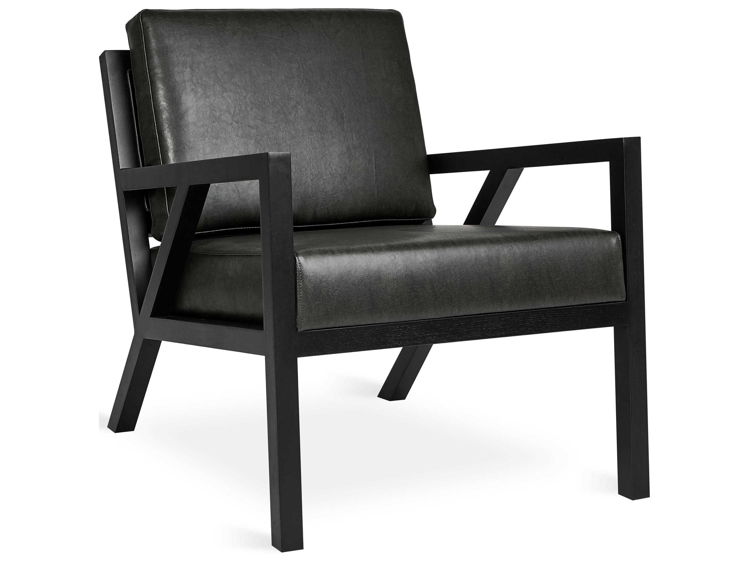 Gus* Modern Truss Black Leather Accent Chair