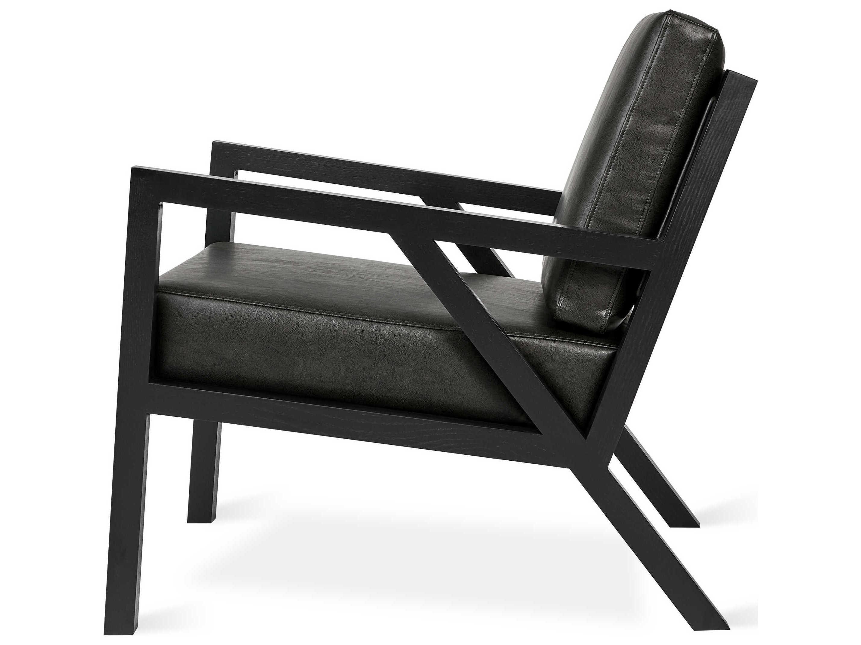 Gus* Modern Truss Black Leather Accent Chair
