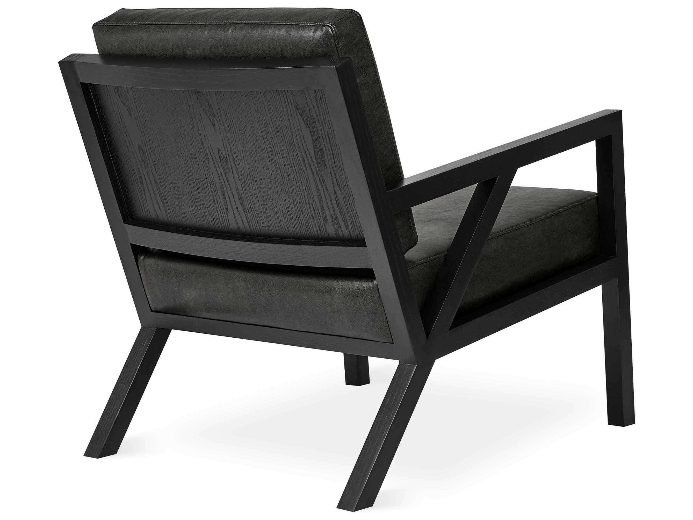 Gus* Modern Truss Black Leather Accent Chair