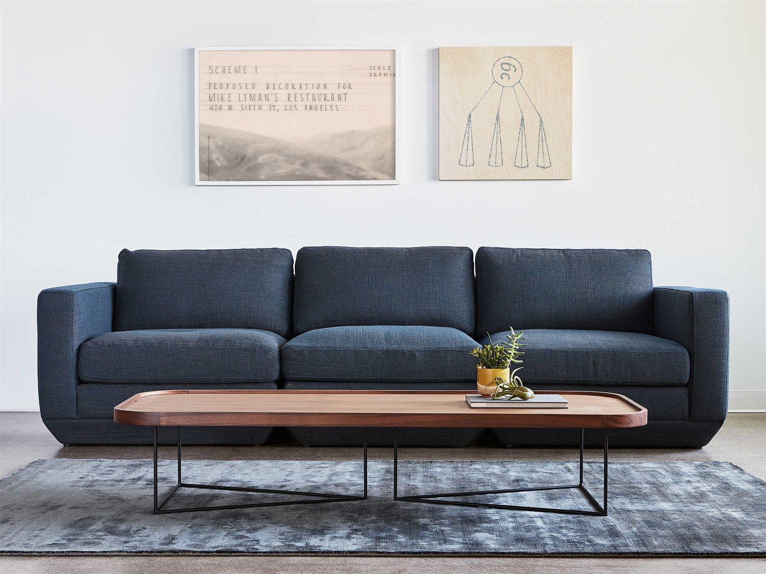 Gus* Modern Porter Rectangular Wood Walnut Black Coffee Table