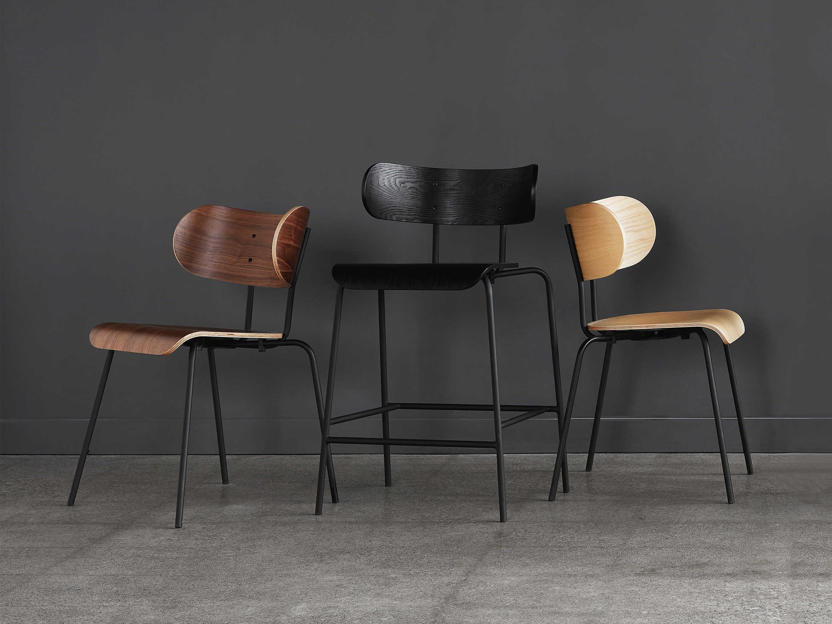 Gus* Modern Bantam Ash Wood Black Counter Stool