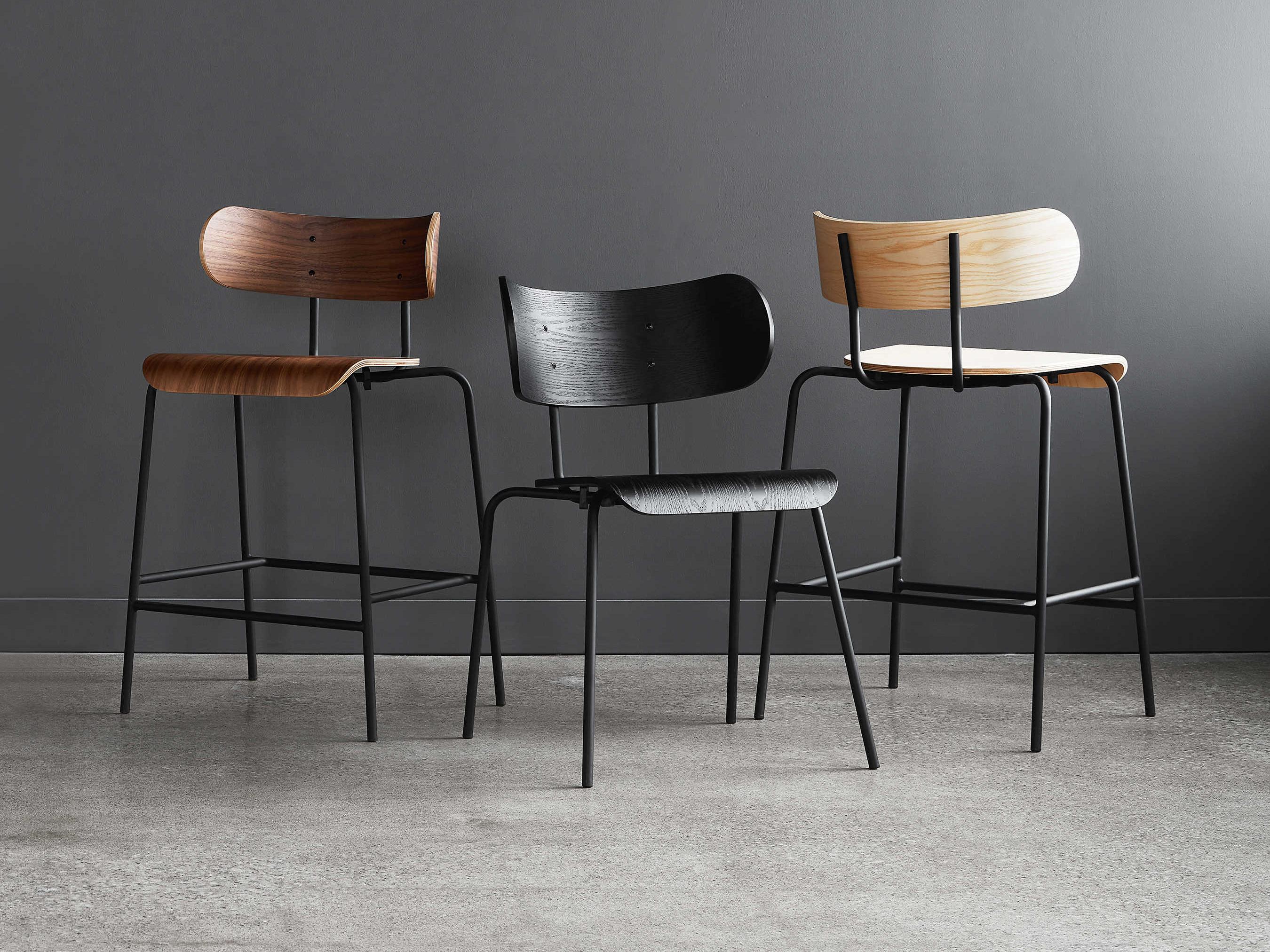 Gus* Modern Bantam Ash Wood Black Blonde Counter Stool