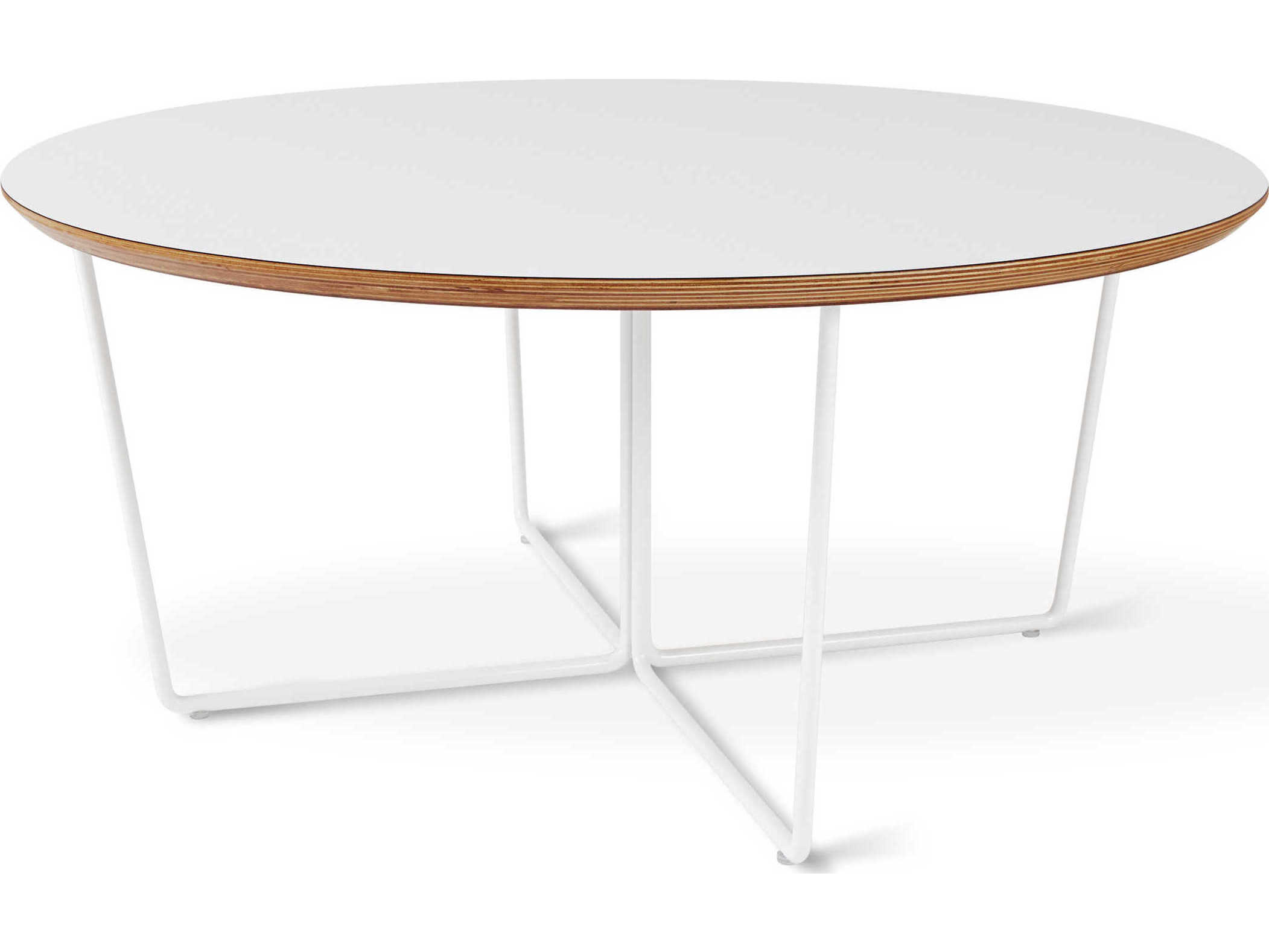 Gus* Modern Array Round Wood White Coffee Table