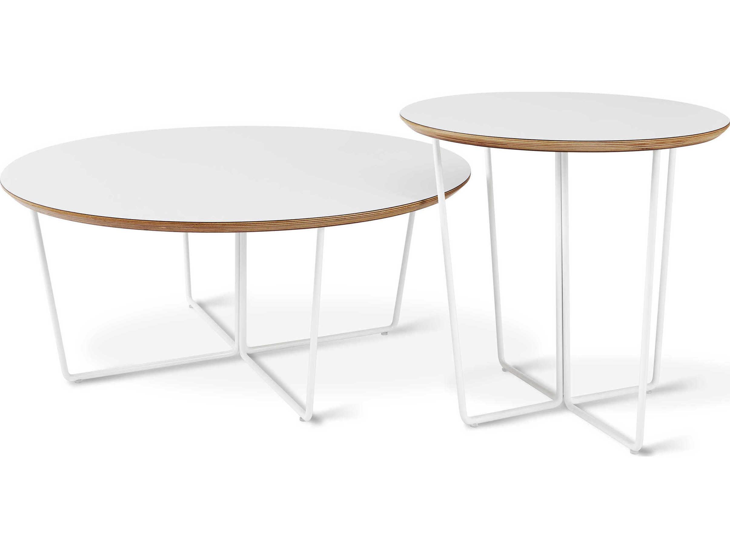 Gus* Modern Array Round Wood White Coffee Table