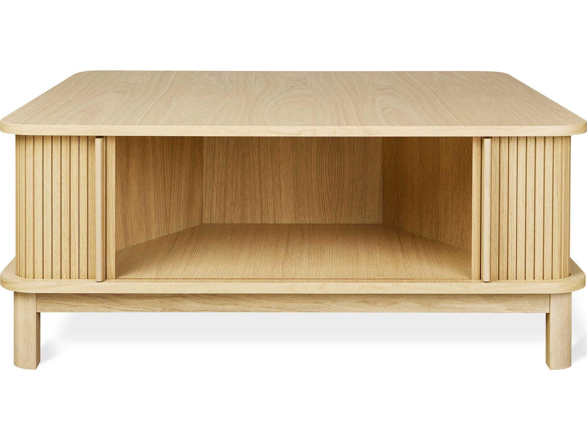 Gus* Modern Ledger Square Wood Vintage Oak Coffee Table