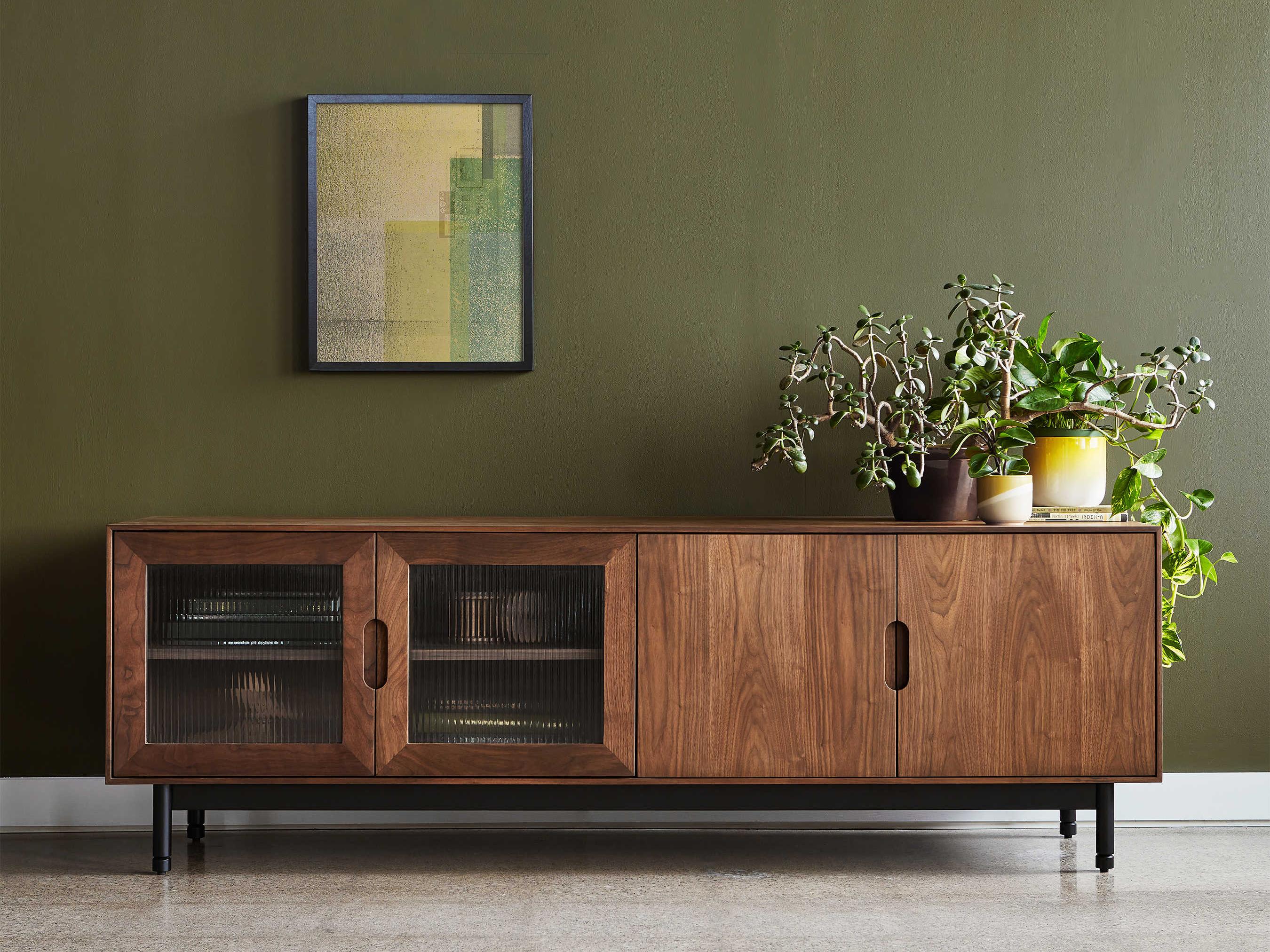 Gus* Modern Munro 72" Walnut Wood Credenza Sideboard