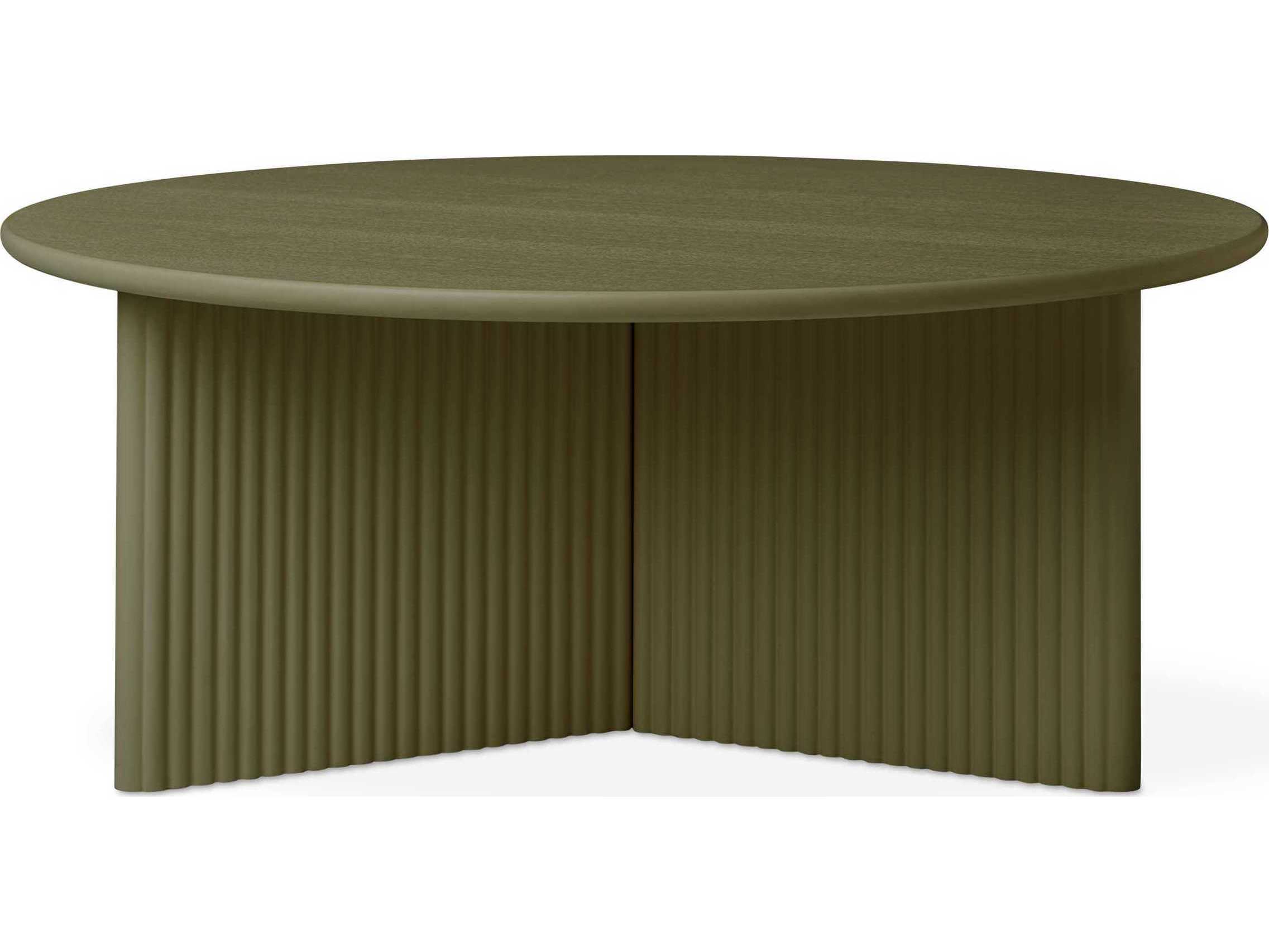 Gus* Modern Odeon Round Wood Olive Coffee Table