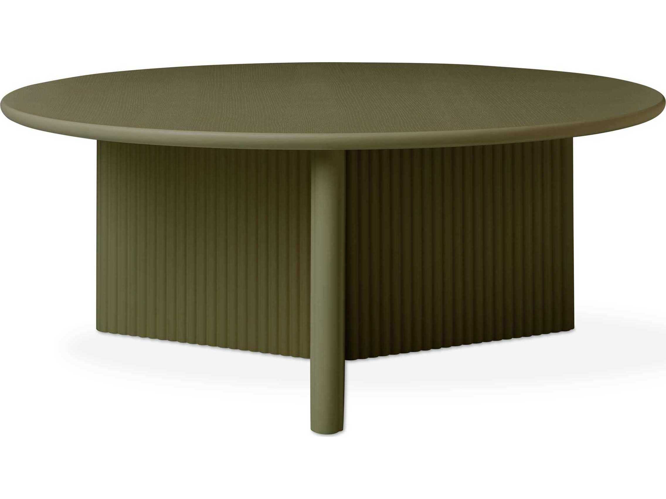 Gus* Modern Odeon Round Wood Olive Coffee Table
