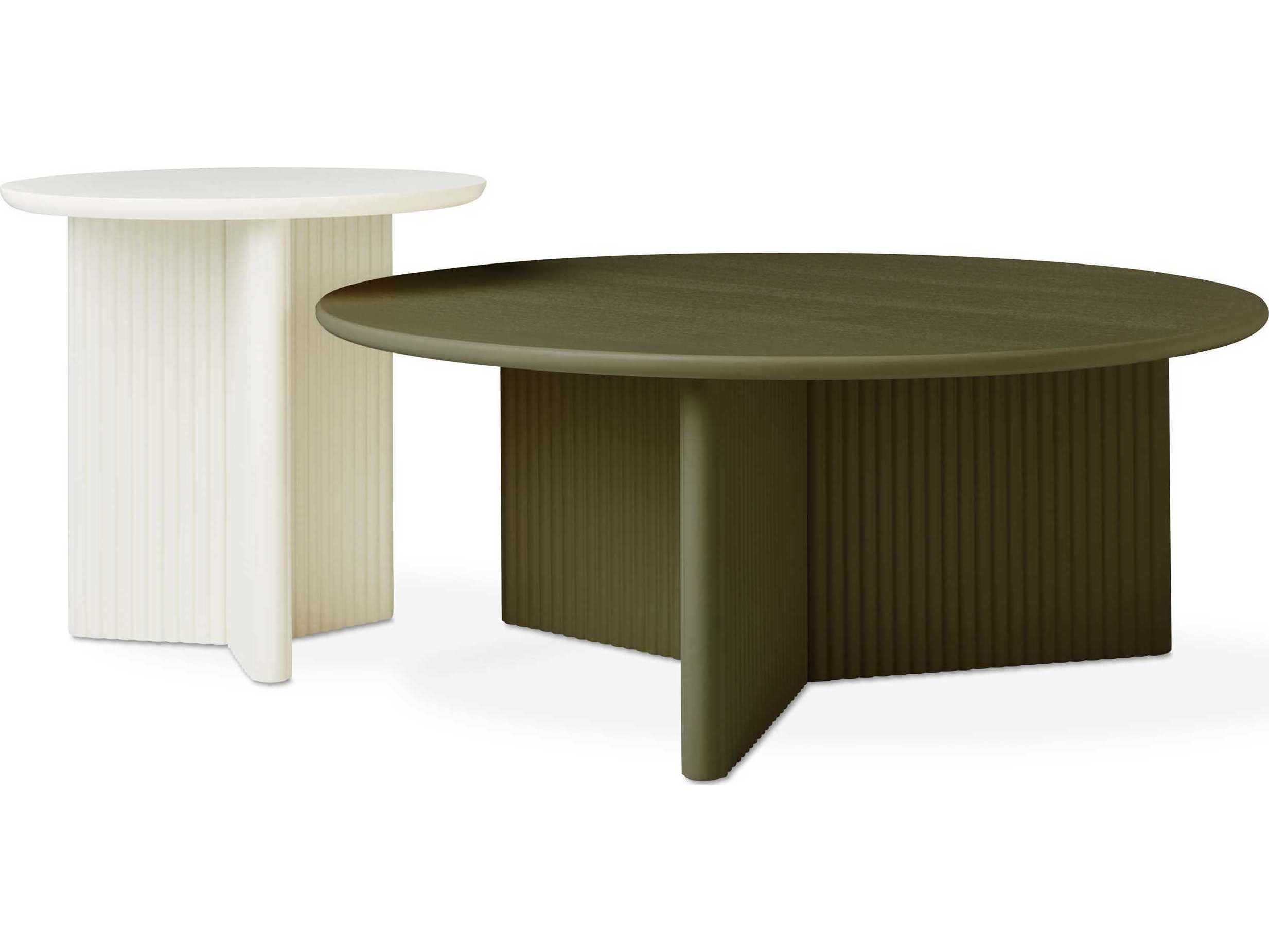 Gus* Modern Odeon Round Wood Olive Coffee Table