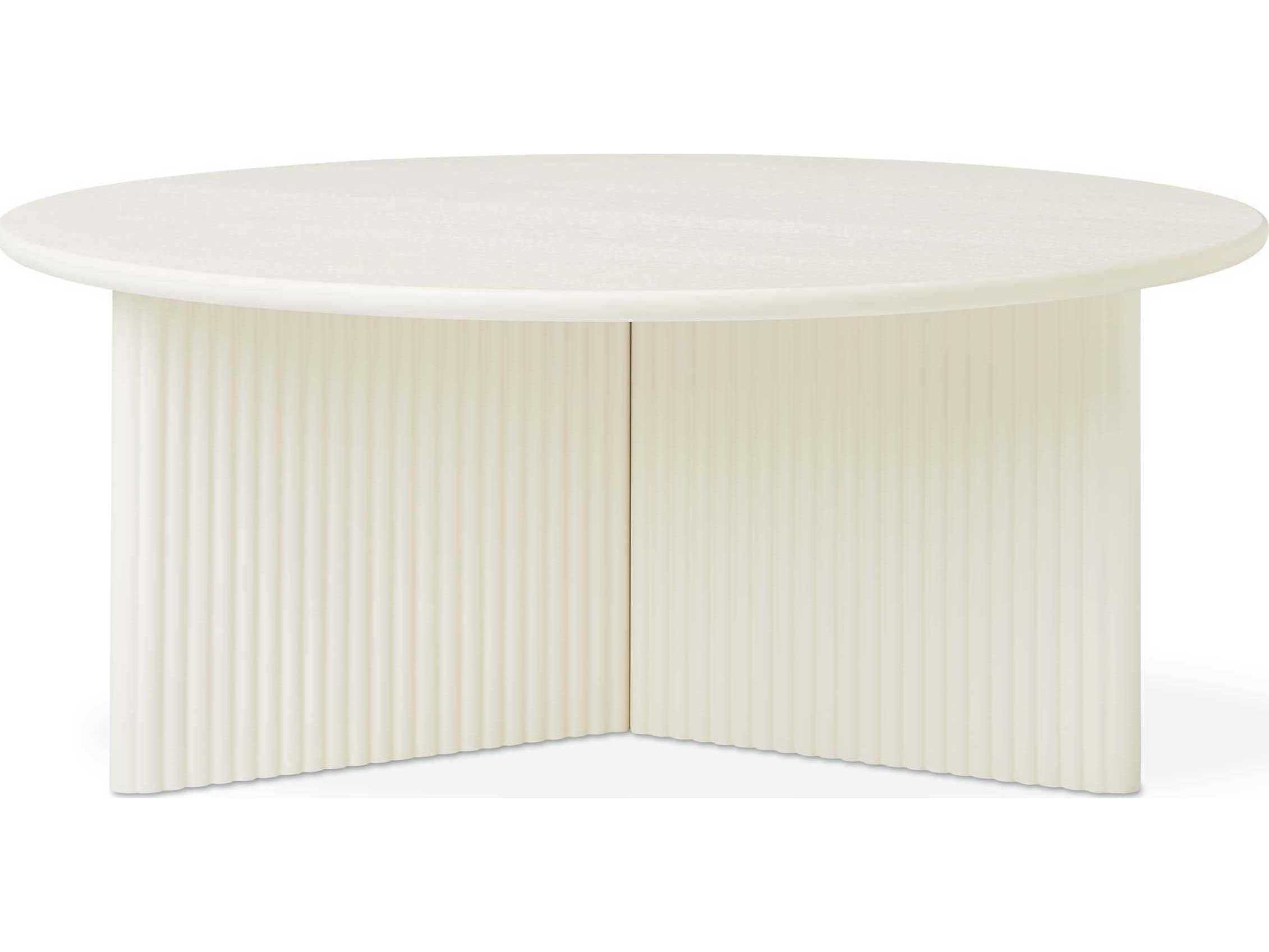 Gus* Modern Odeon Round Wood Pearl Coffee Table