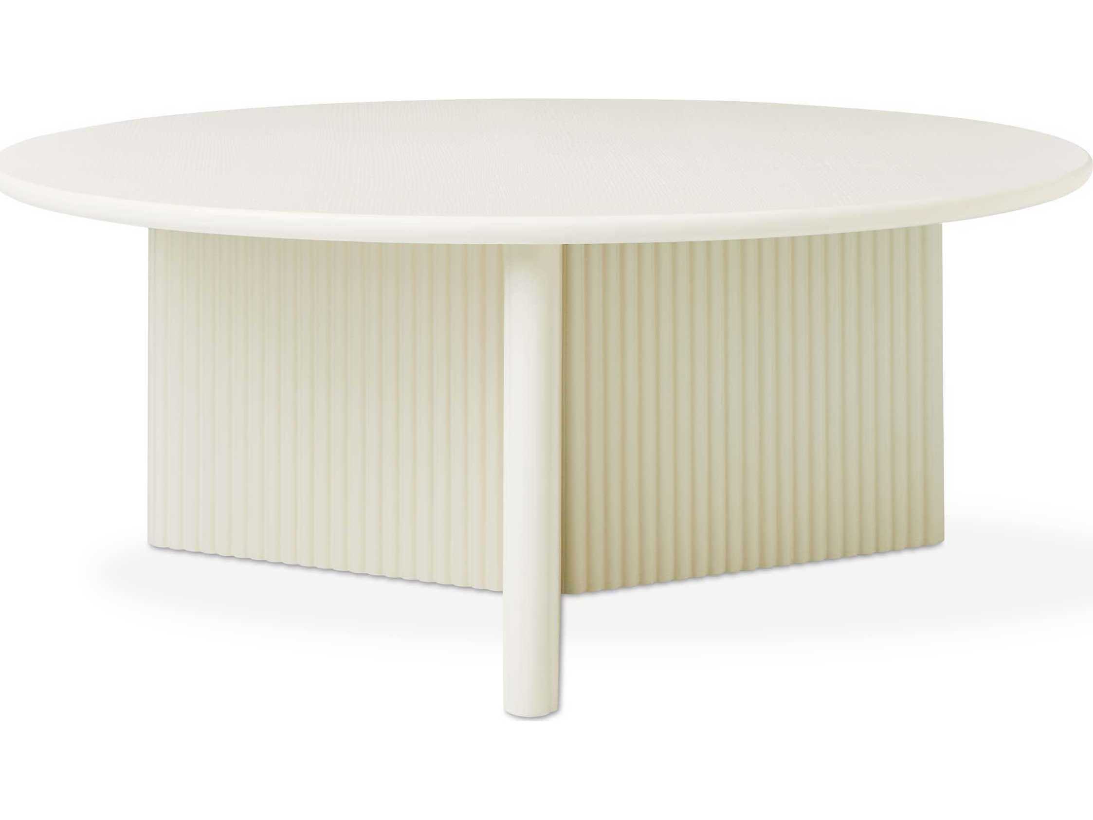 Gus* Modern Odeon Round Wood Pearl Coffee Table