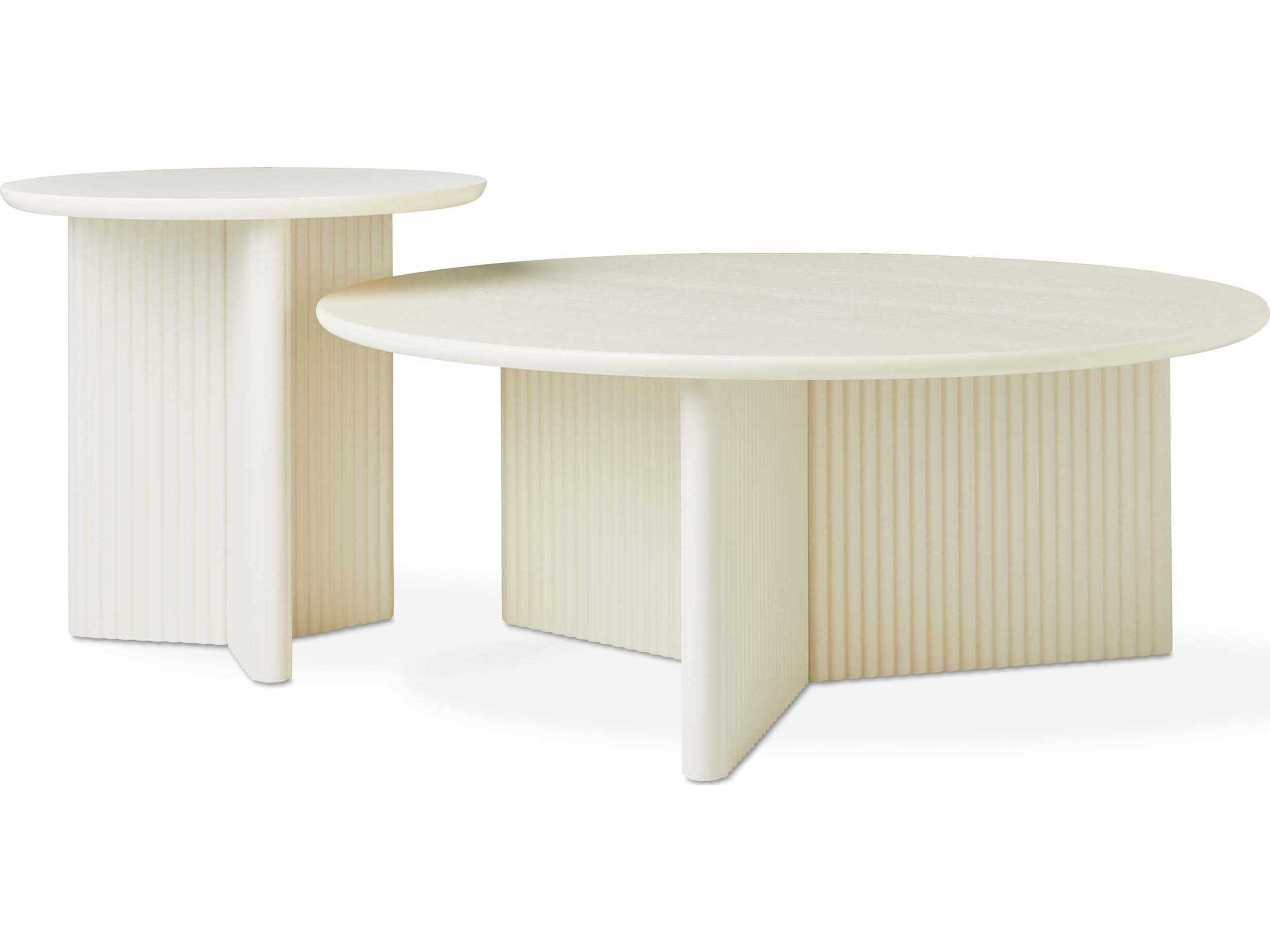 Gus* Modern Odeon Round Wood Pearl Coffee Table