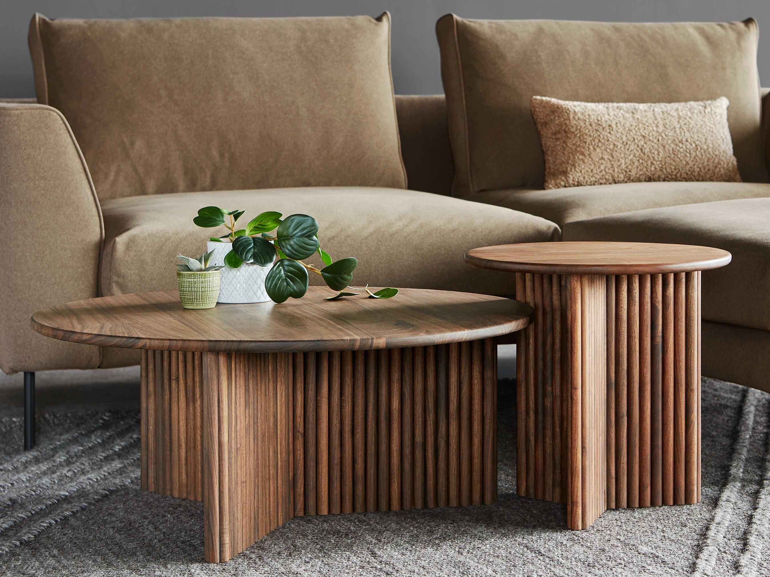 Gus* Modern Odeon Round Wood Walnut Coffee Table