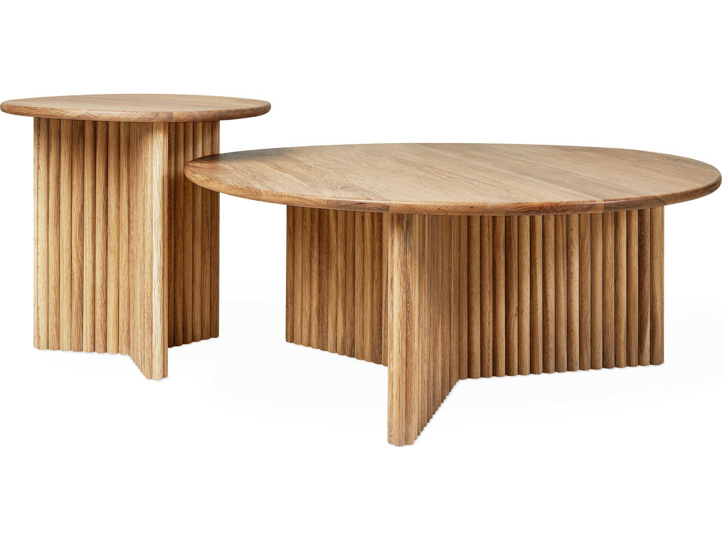 Gus* Modern Odeon Round Wood White Oak Coffee Table