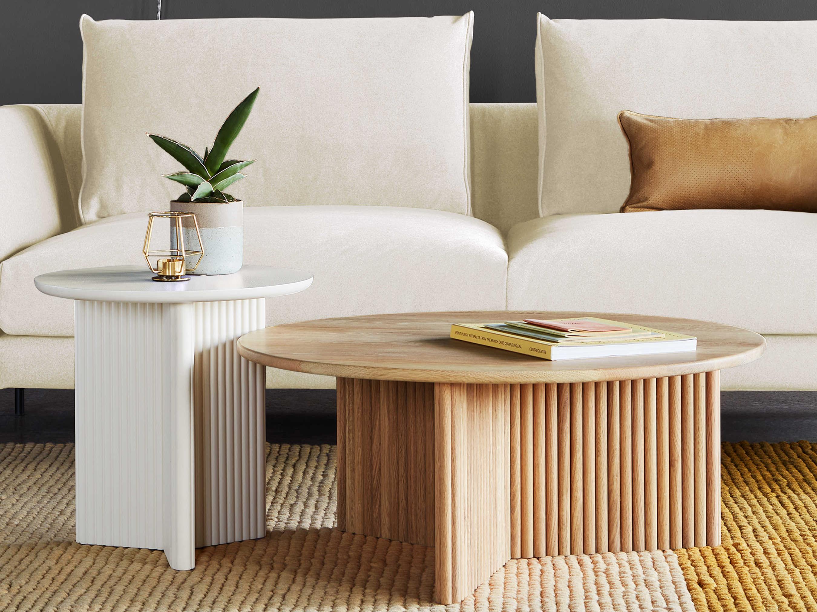 Gus* Modern Odeon Round Wood White Oak Coffee Table