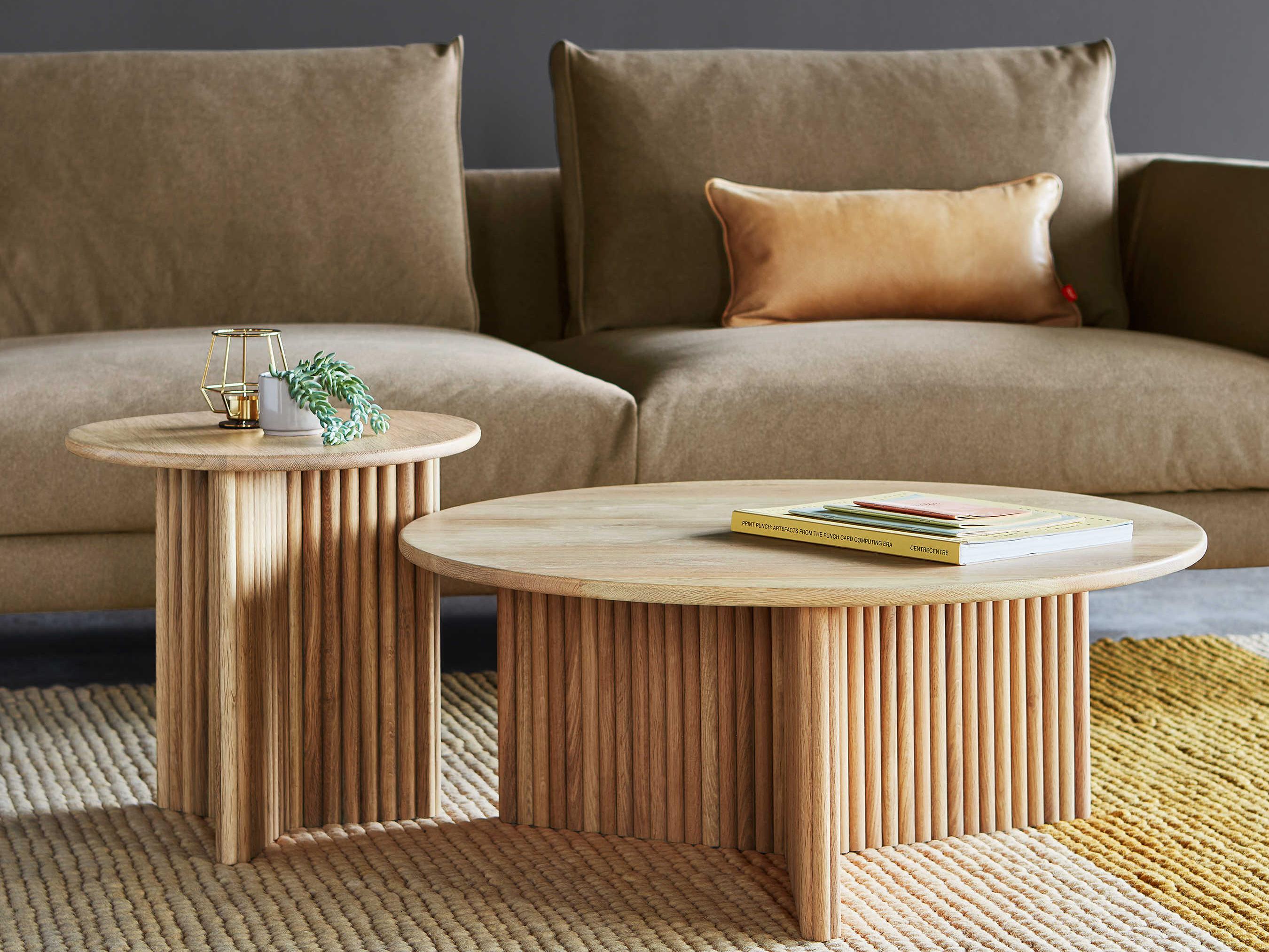 Gus* Modern Odeon Round Wood White Oak Coffee Table