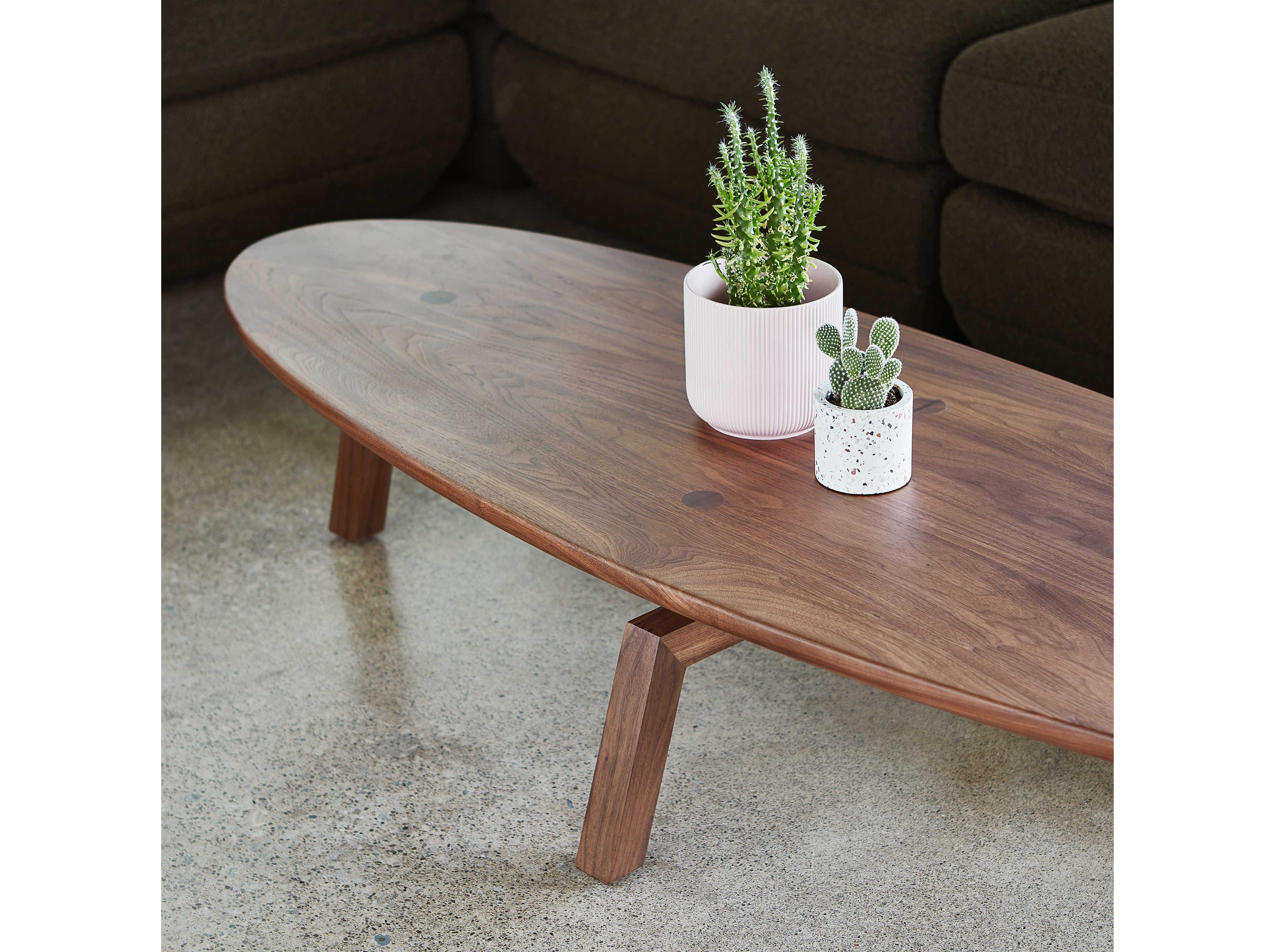 Gus* Modern Solana Oval Wood Walnut Coffee Table