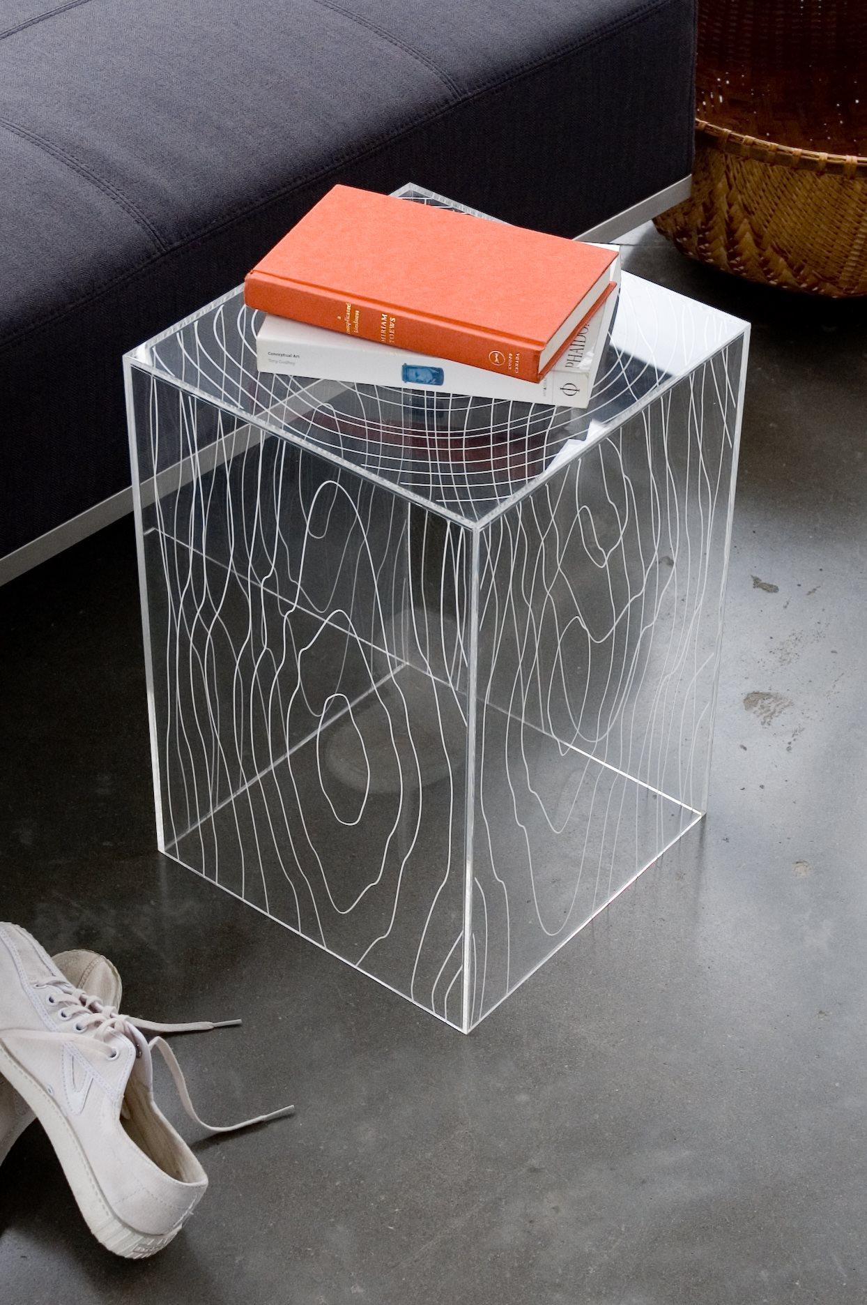 Gus* Modern Timber Square Glass Clear Acrylic End Table