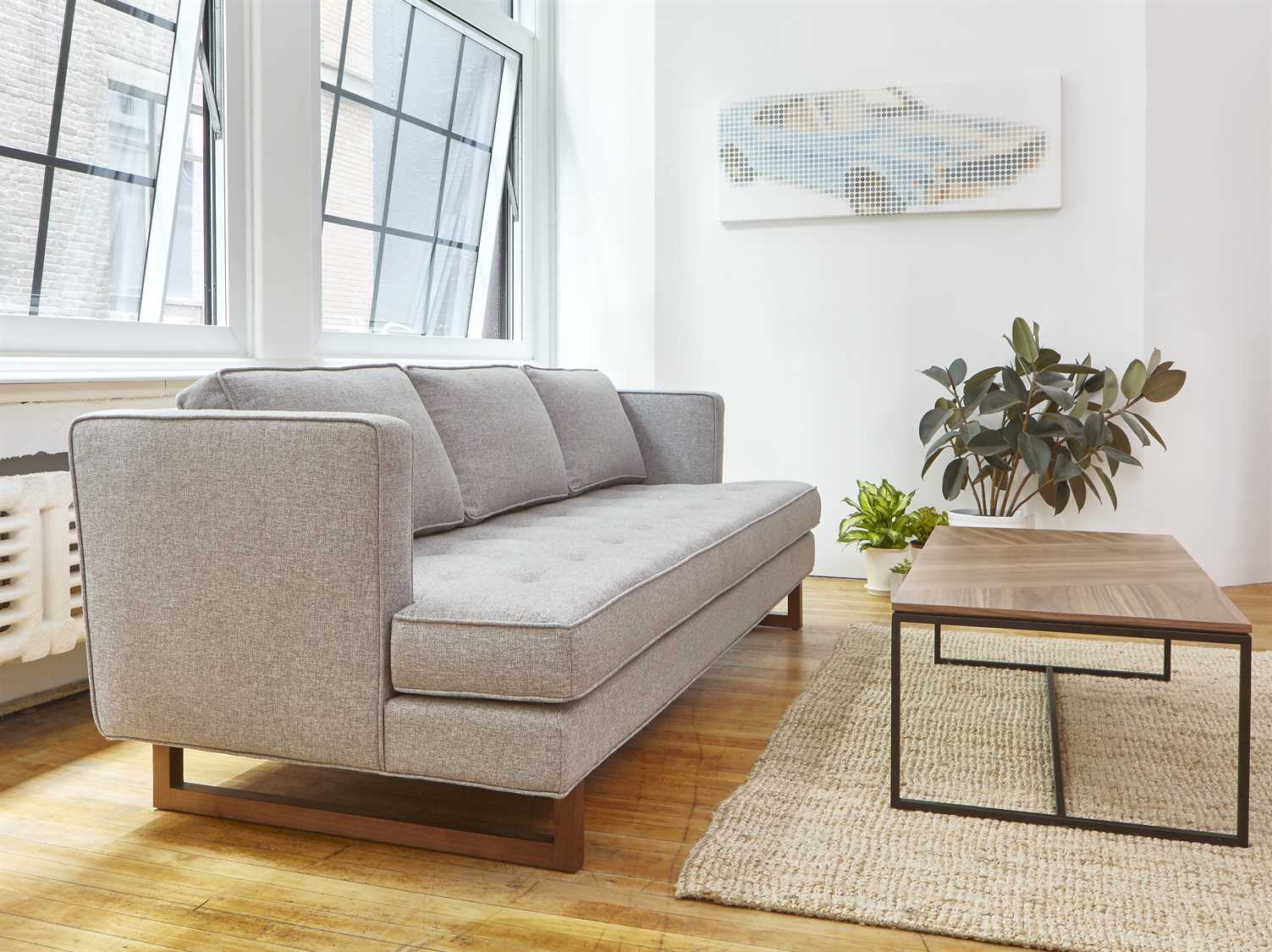 Gus* Modern Tobias Rectangular Wood Walnut Black Coffee Table