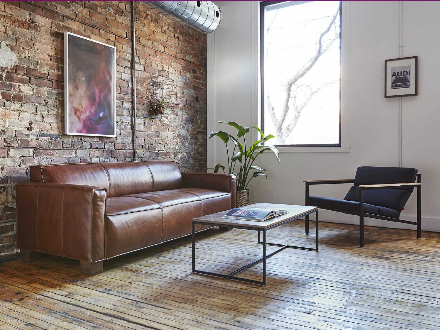 Gus* Modern Tobias Rectangular Wood Walnut Black Coffee Table