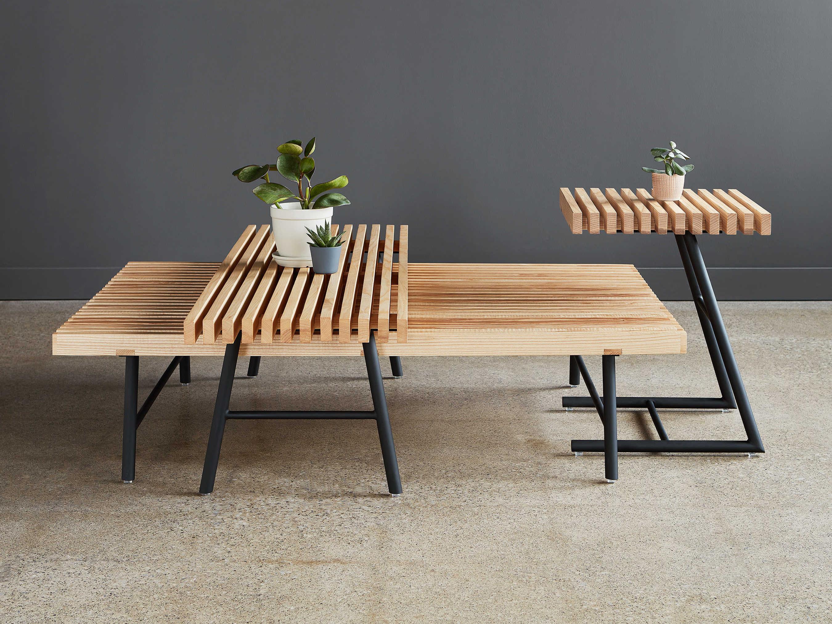 Gus* Modern Transit Rectangular Wood Black Ash Natural Coffee Table