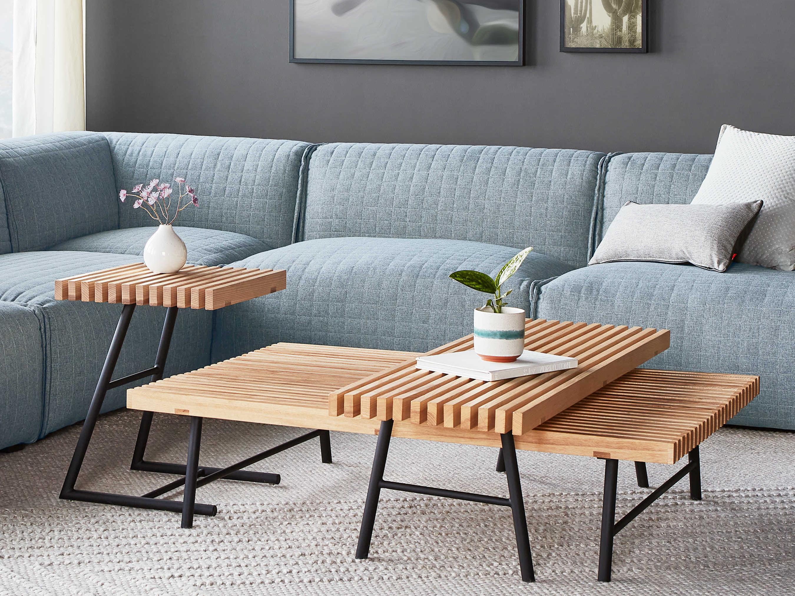 Gus* Modern Transit Rectangular Wood Black Ash Natural Coffee Table