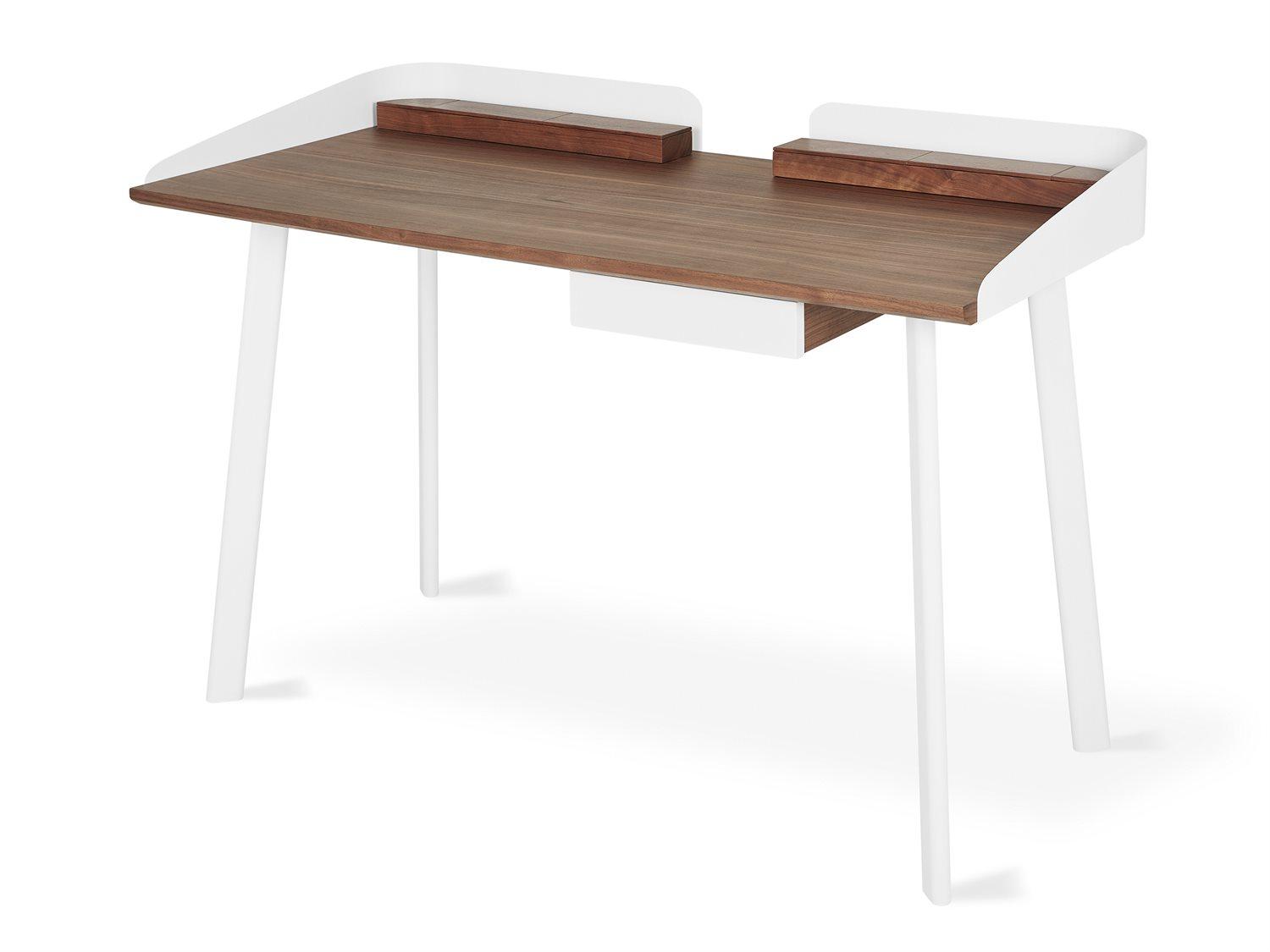 Gus* Modern Gander Walnut White Brown Wood Computer Desk