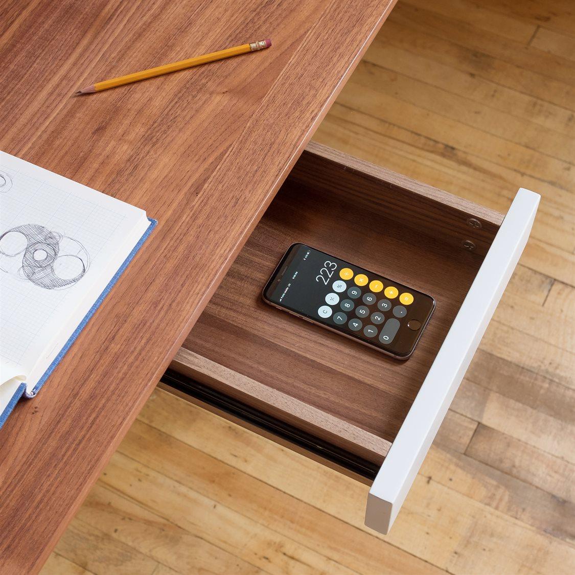 Gus* Modern Gander Walnut White Brown Wood Computer Desk