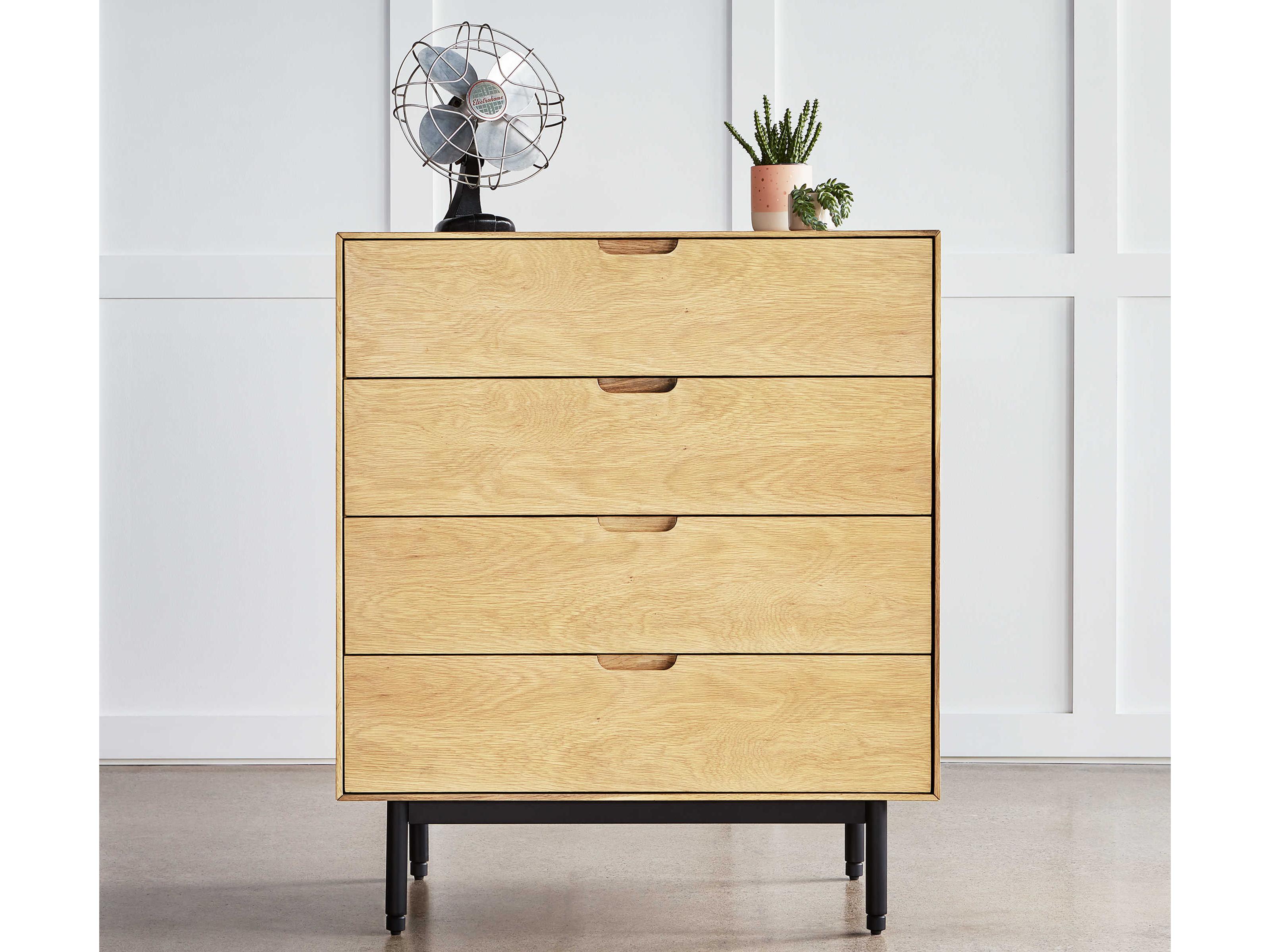 Gus* Modern Munro 4-Drawers Black Oak Wood Dresser