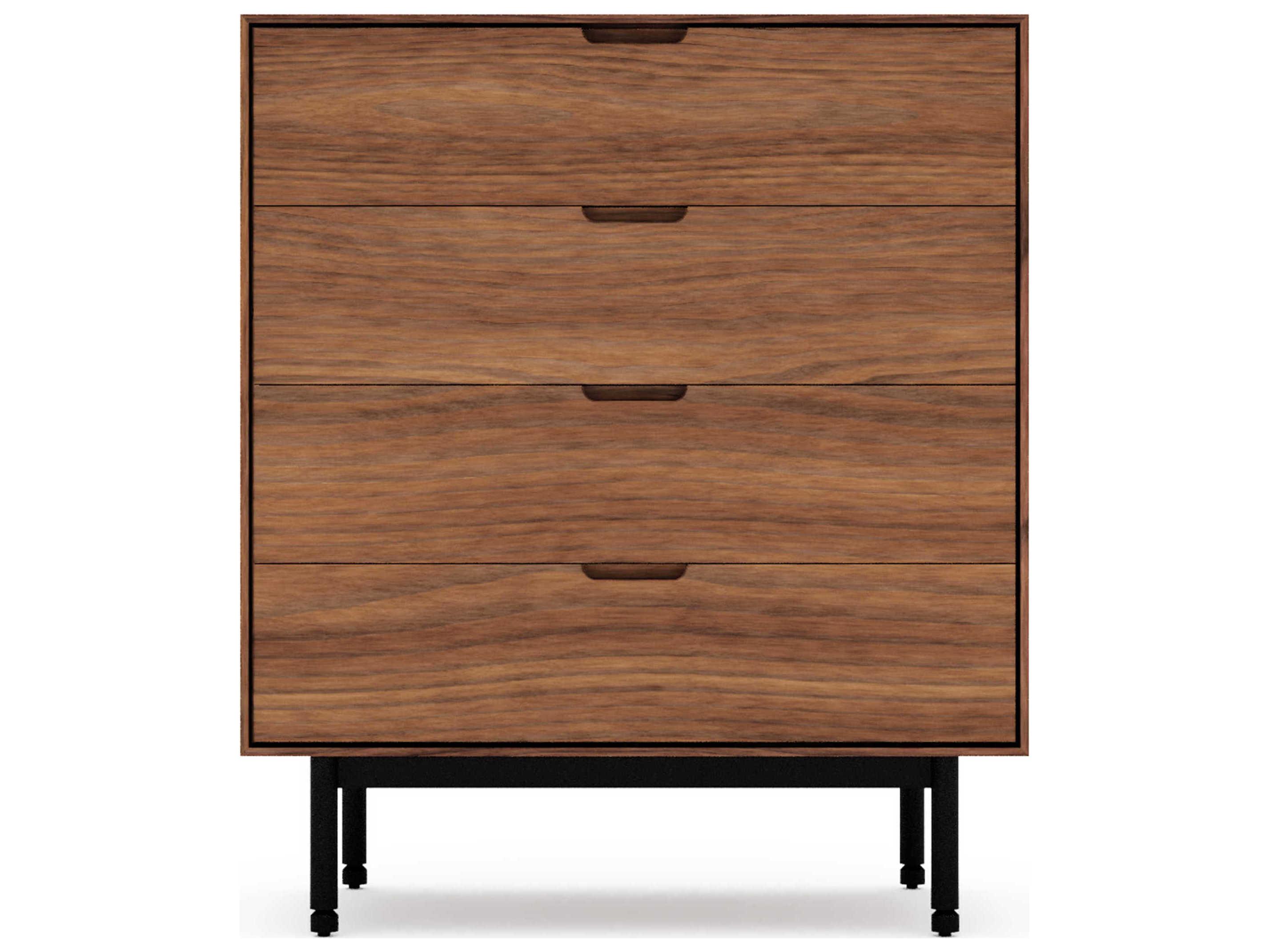 Gus* Modern Munro 4-Drawers Brown Walnut Wood Dresser