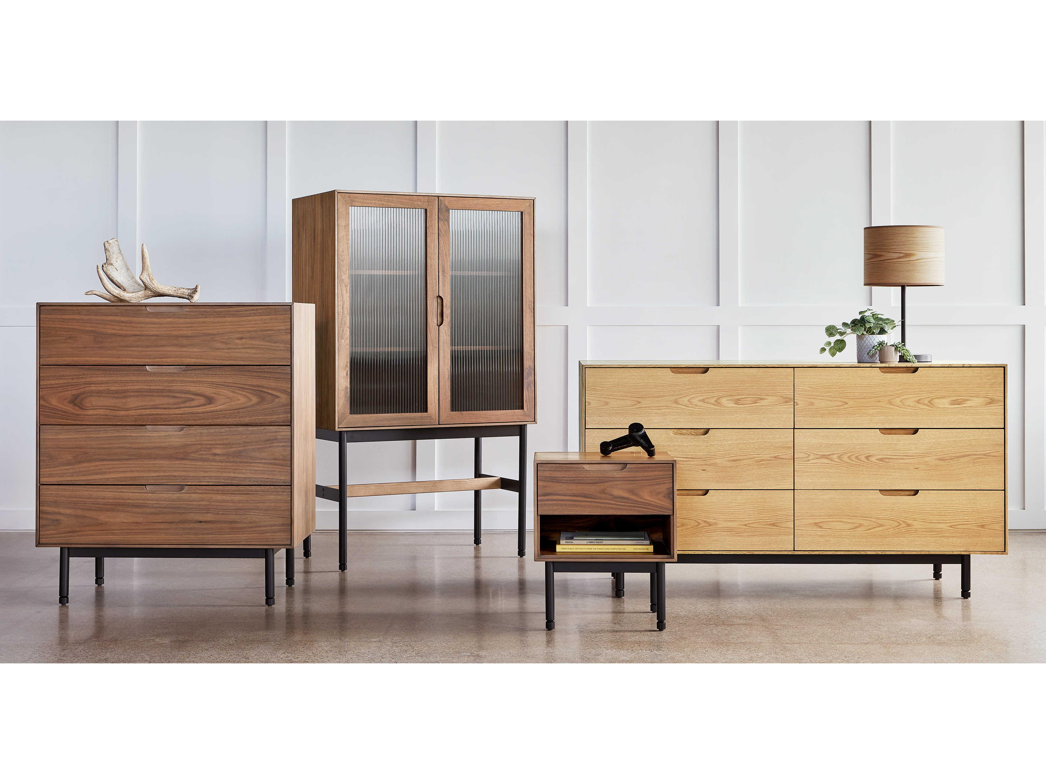 Gus* Modern Munro 4-Drawers Brown Walnut Wood Dresser