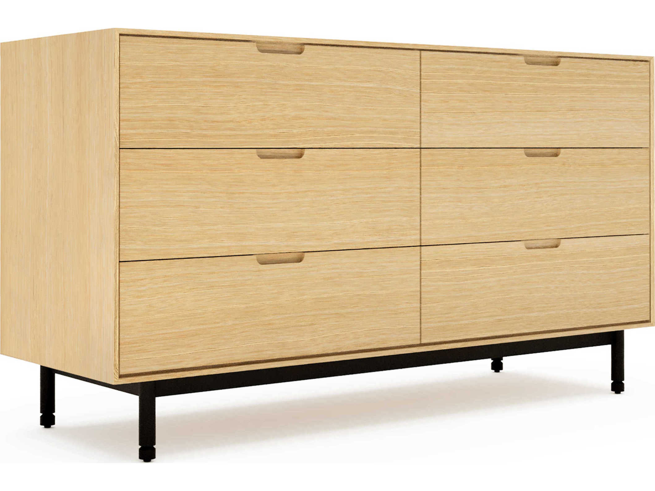 Gus* Modern Munro 6-Drawers Black Oak Wood Double Dresser