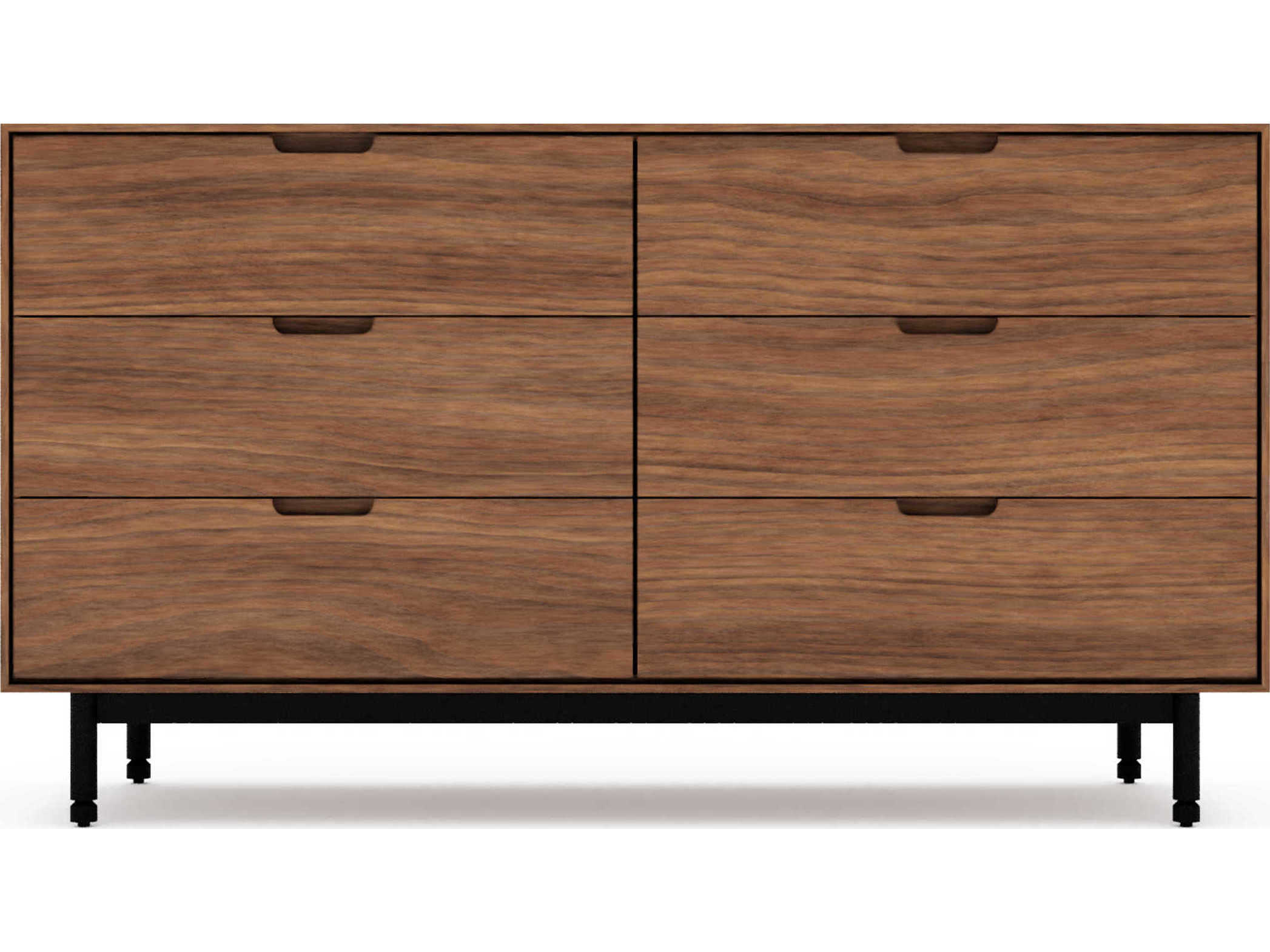 Gus* Modern Munro 6-Drawers Black Walnut Wood Double Dresser