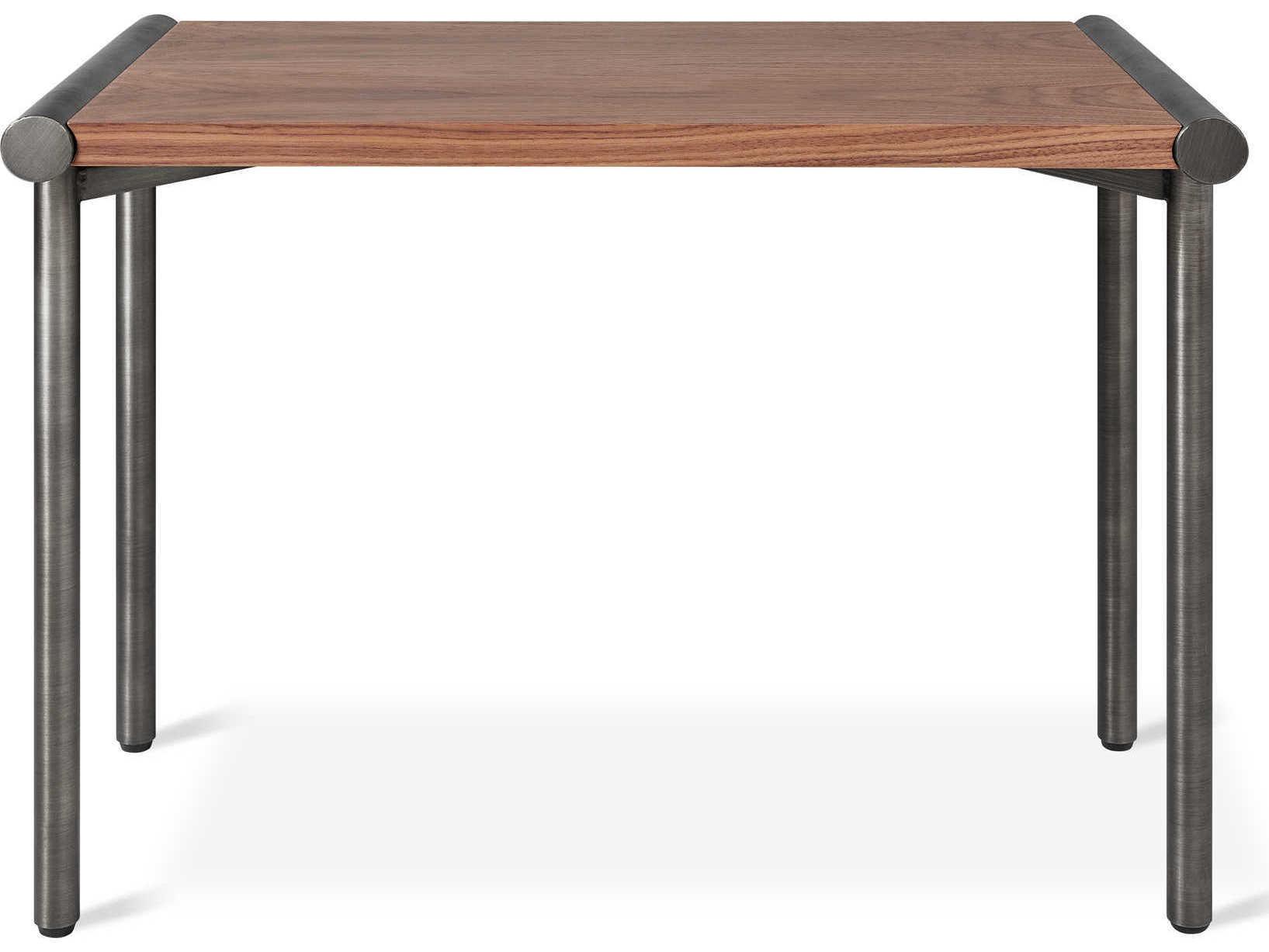 Gus* Modern Manifold Rectangular Wood Walnut Pewter End Table
