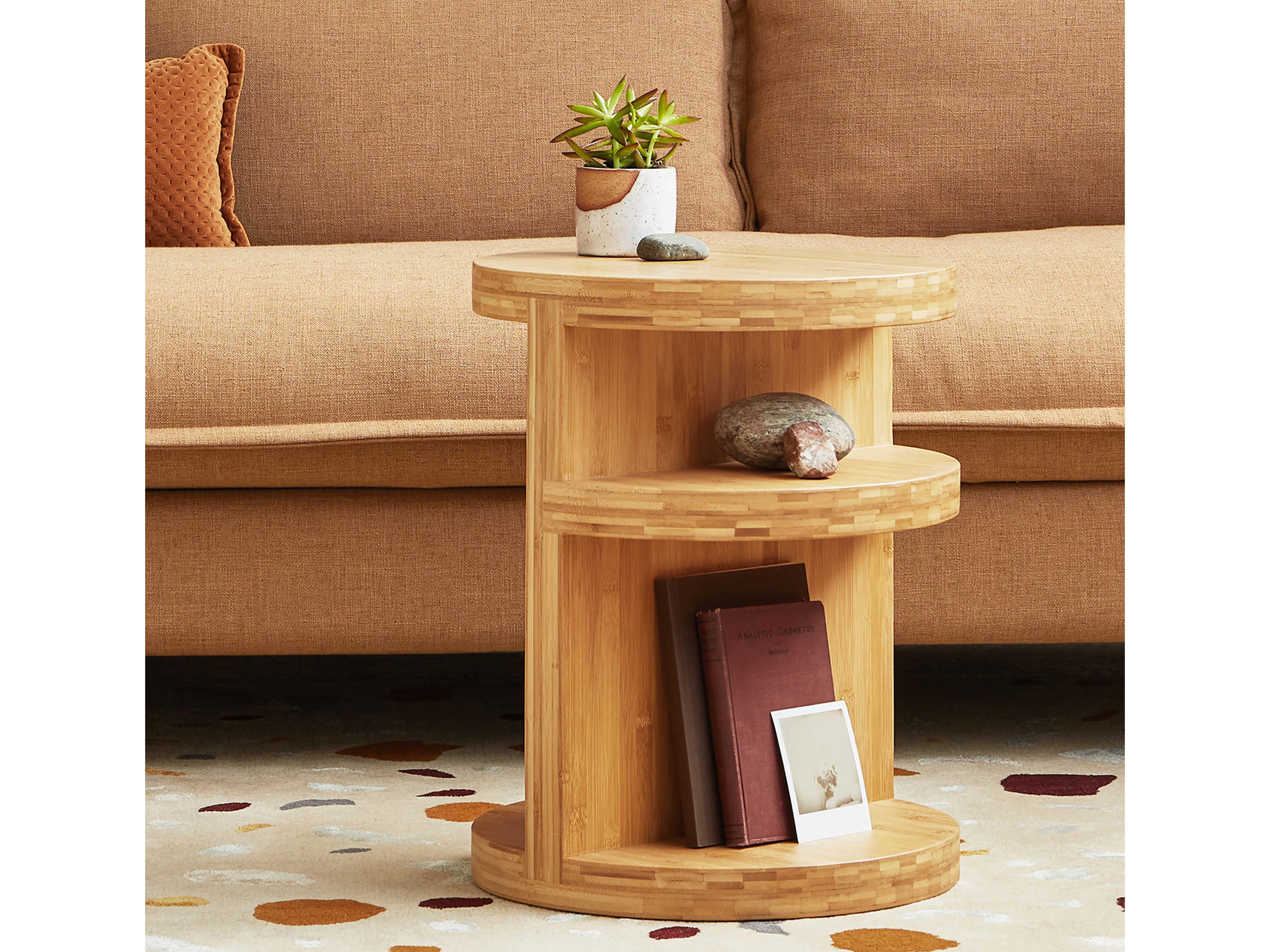 Gus* Modern Monument Round Wood Natural Bamboo End Table