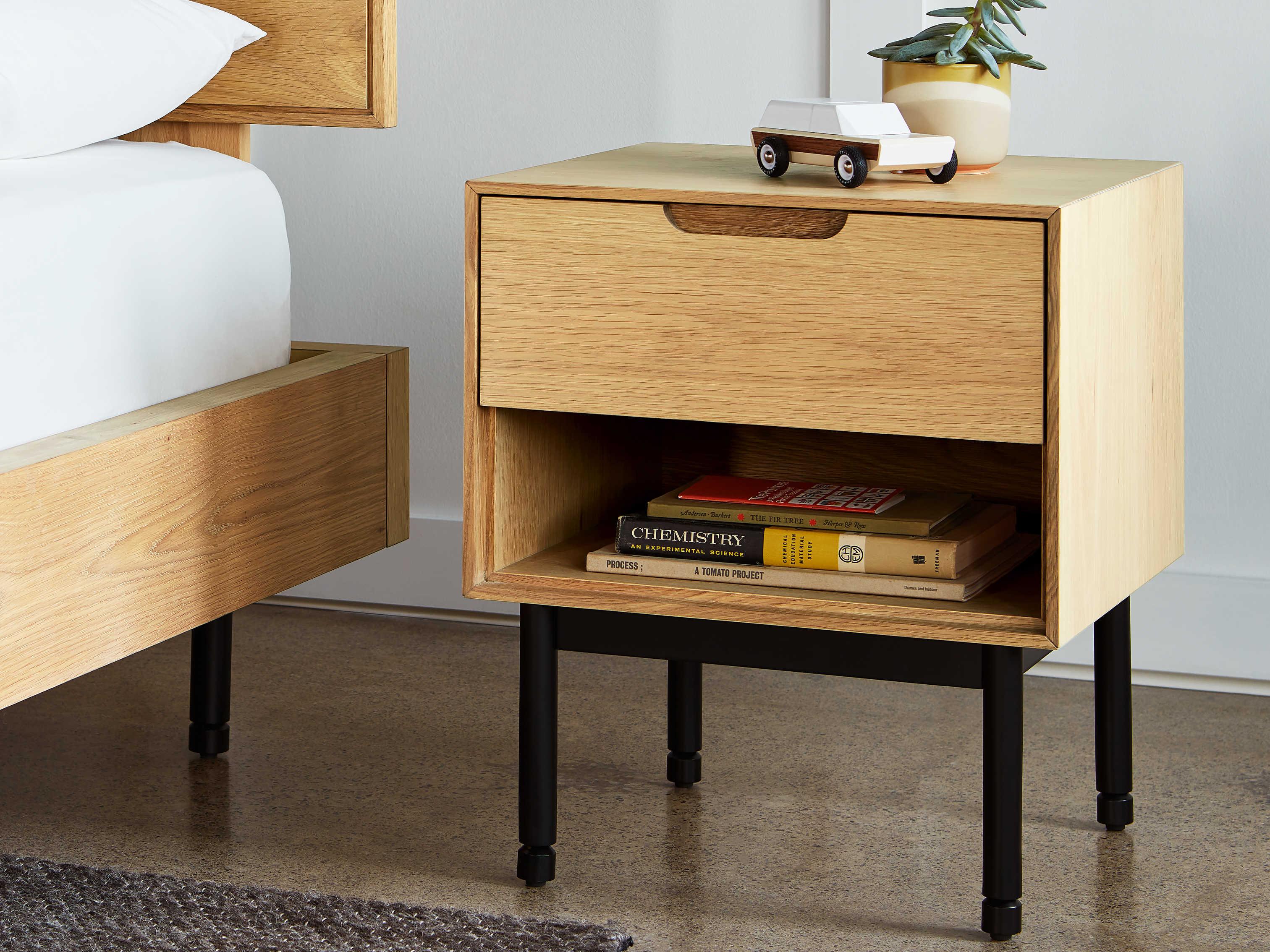 Gus* Modern Munro Rectangular Wood White Oak End Table