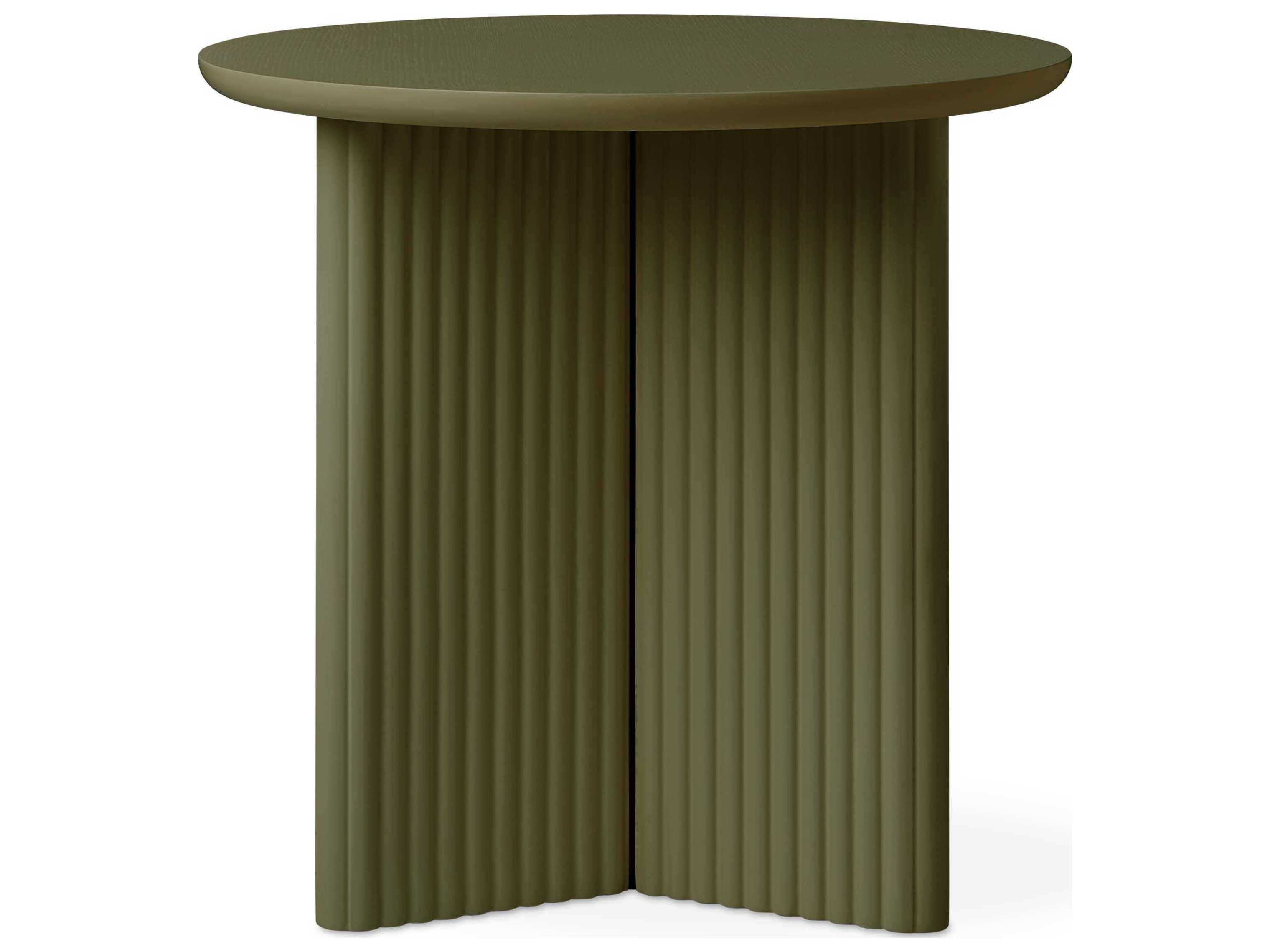 Gus* Modern Odeon Round Wood Olive End Table