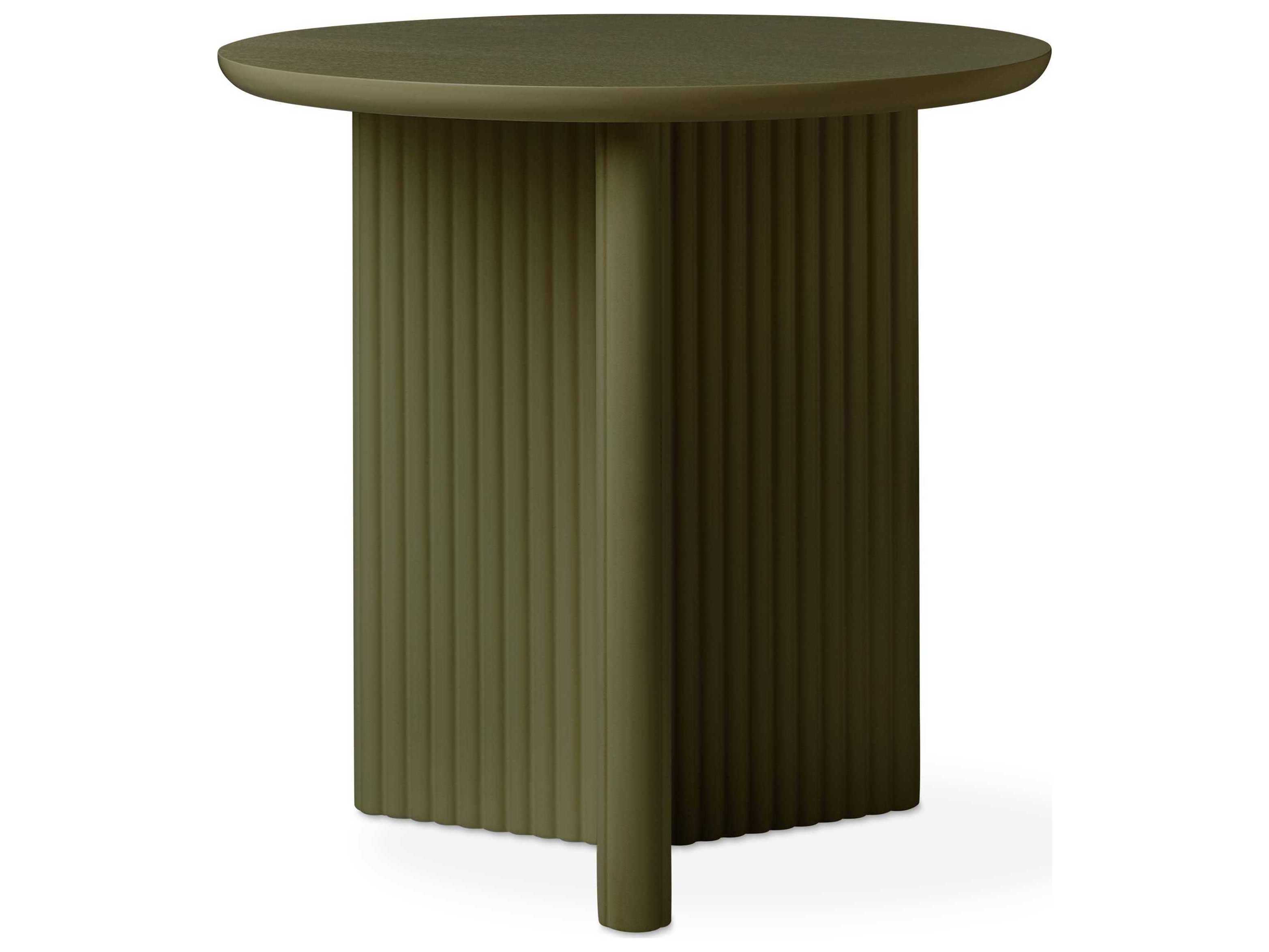 Gus* Modern Odeon Round Wood Olive End Table