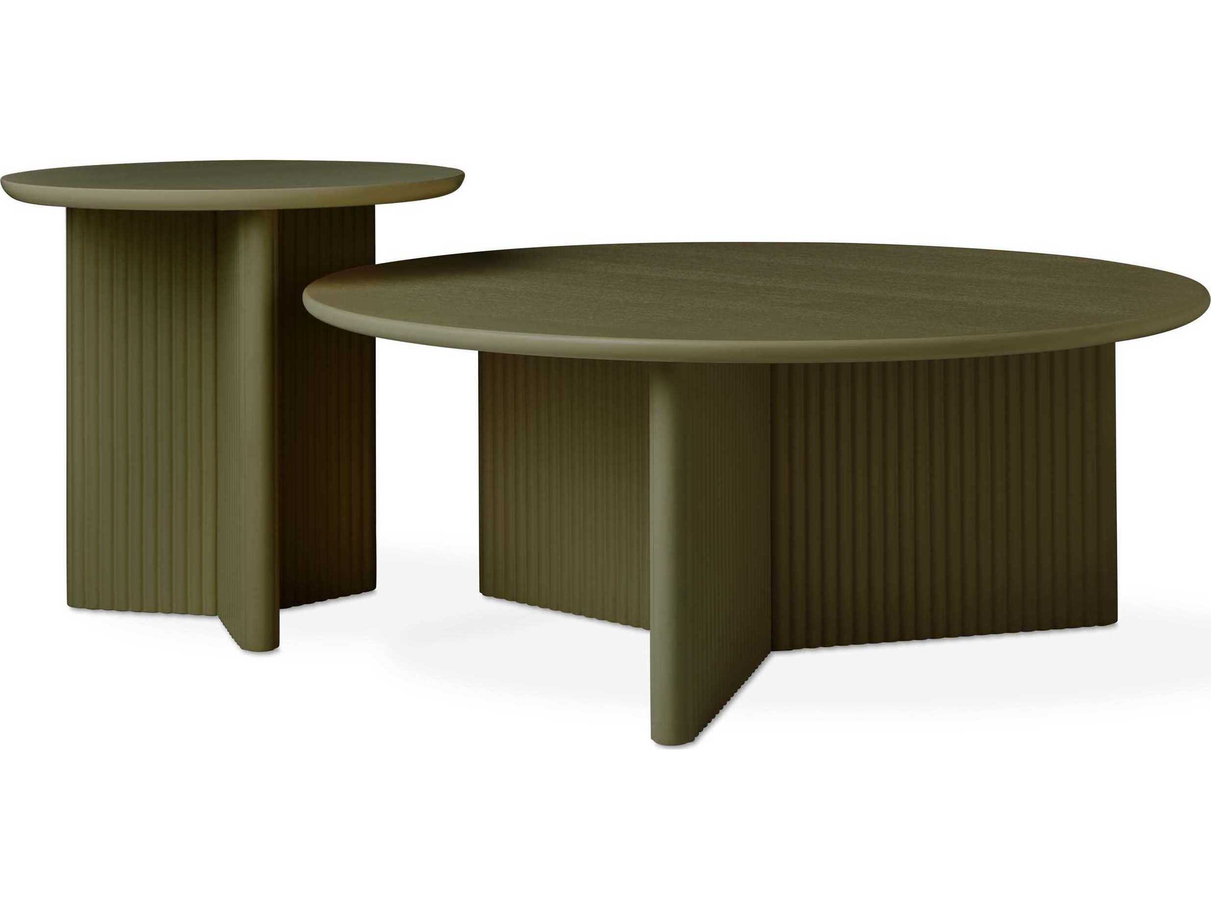 Gus* Modern Odeon Round Wood Olive End Table