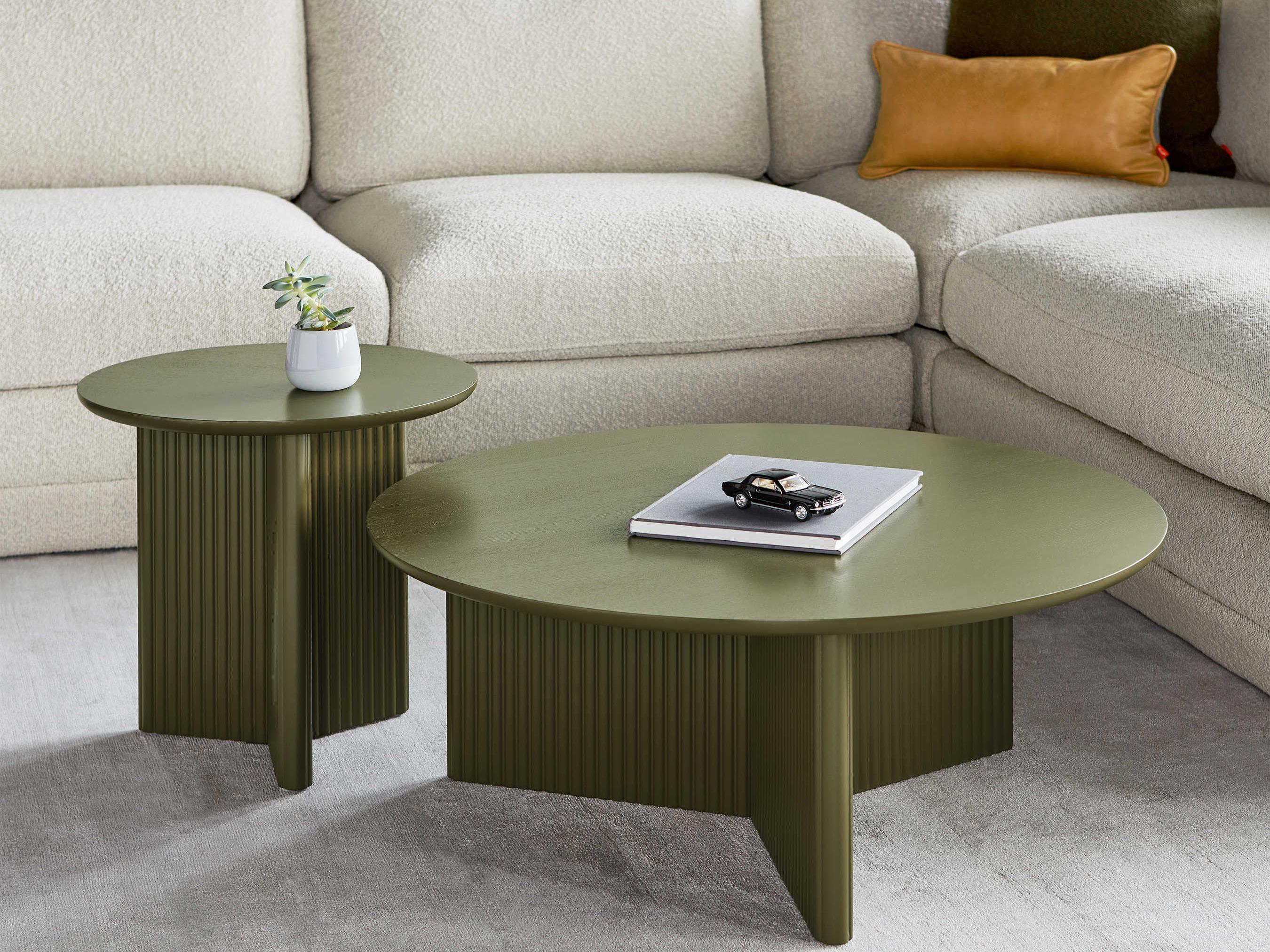 Gus* Modern Odeon Round Wood Olive End Table