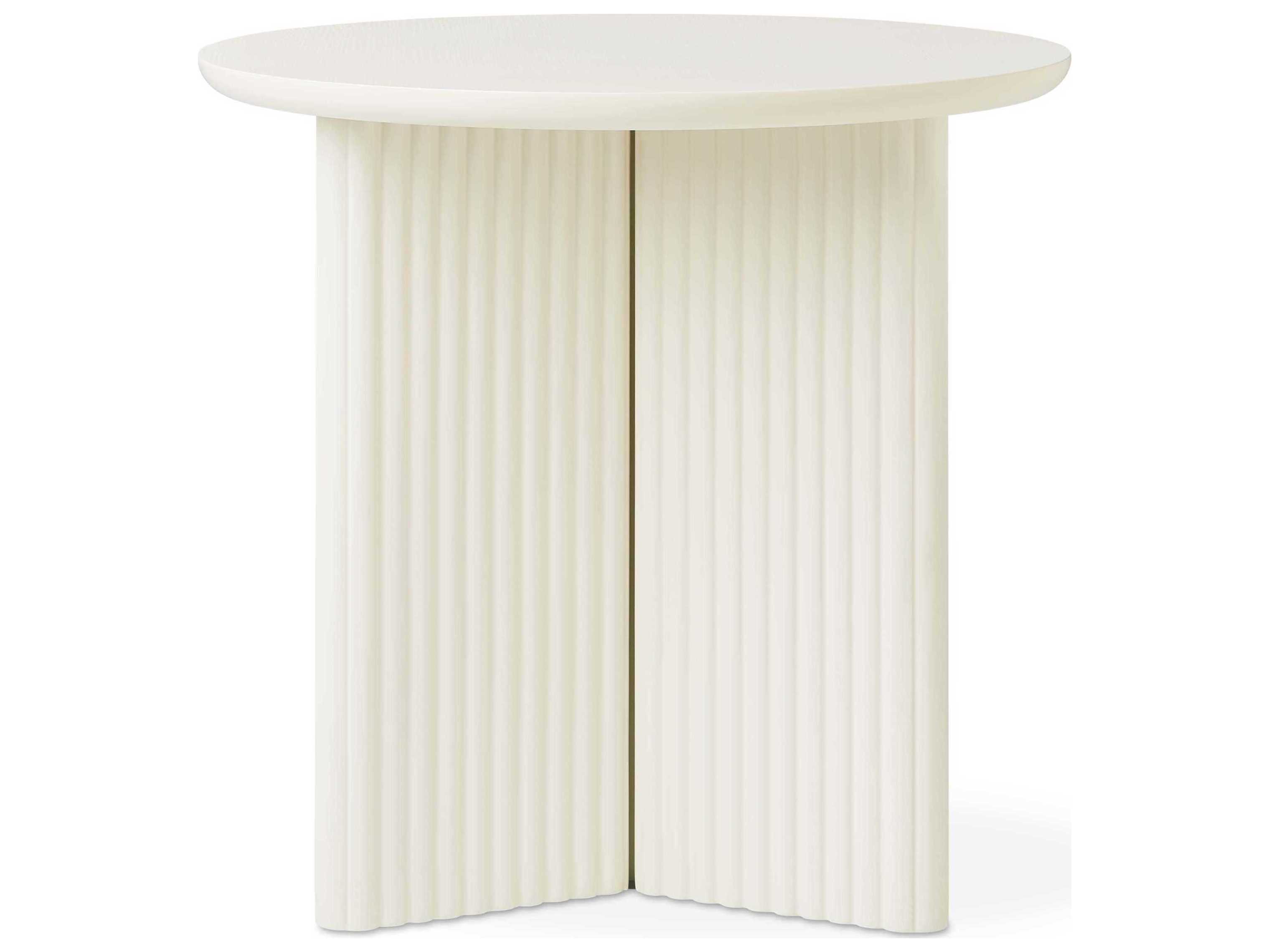 Gus* Modern Odeon Round Wood Pearl End Table